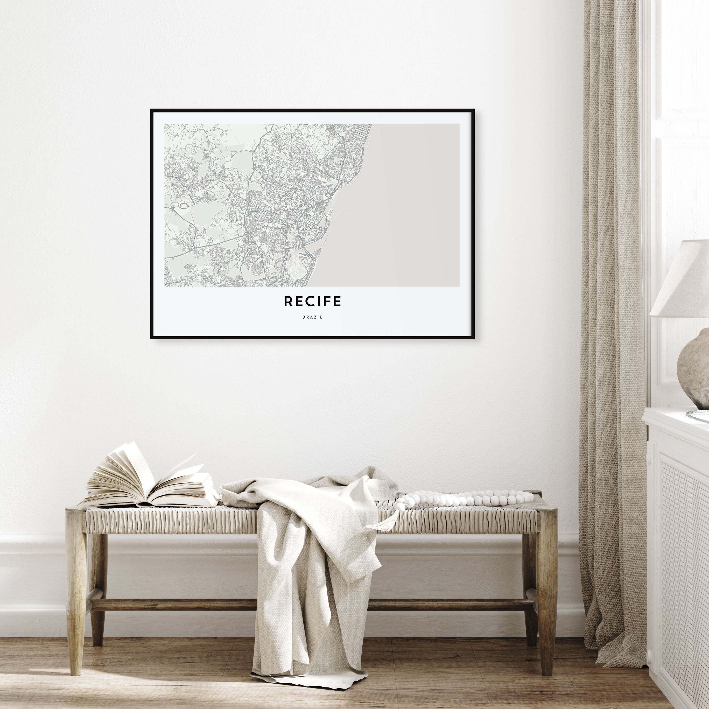 Recife Map Landscape Poster