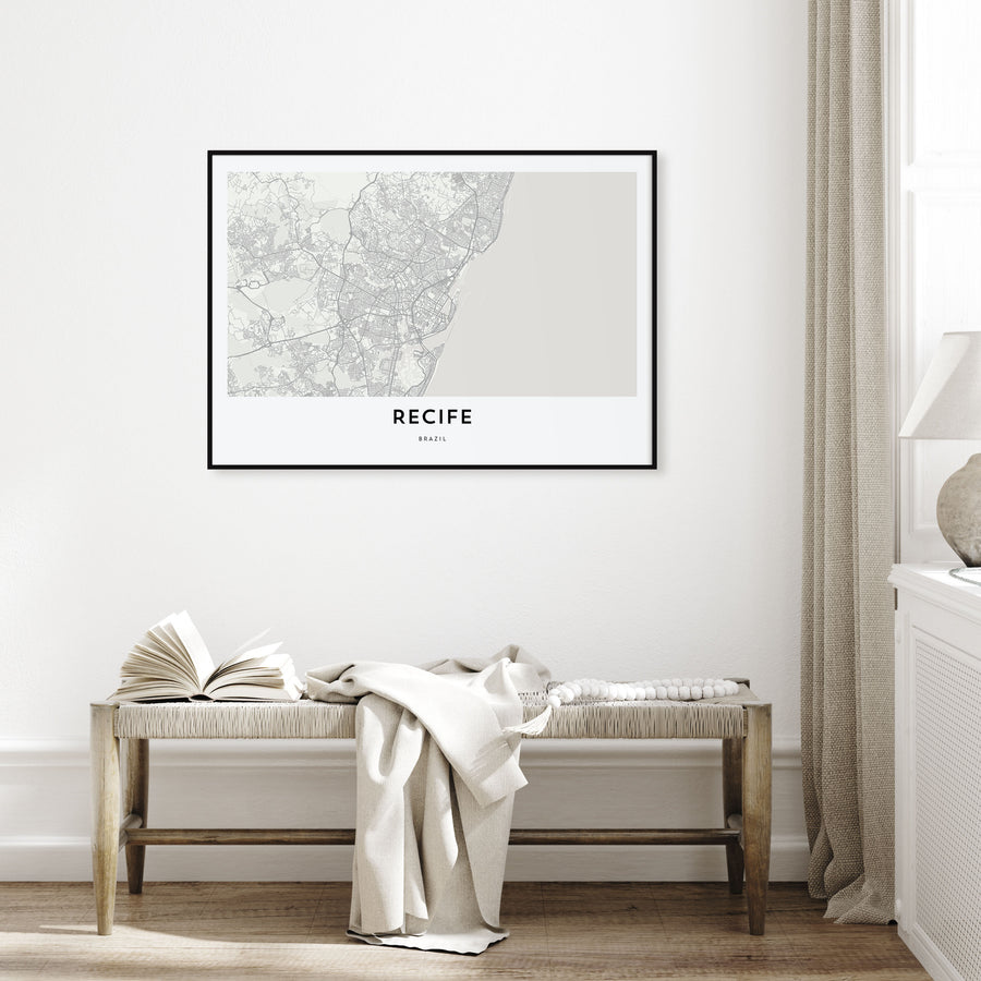 Recife Map Landscape Poster