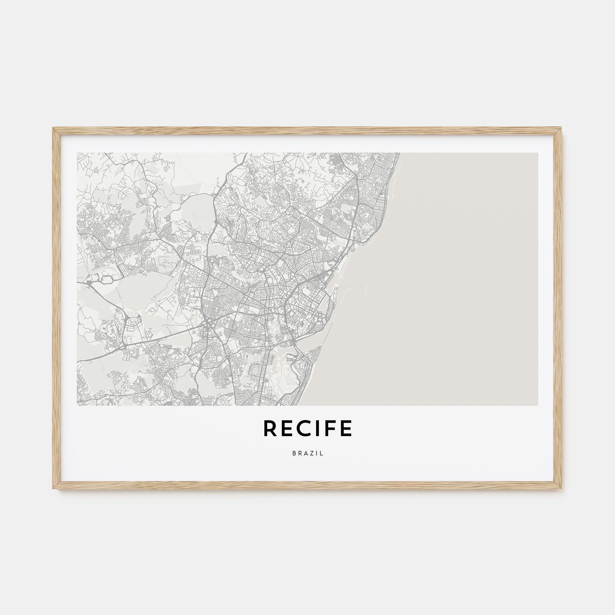 Recife Map Landscape Poster