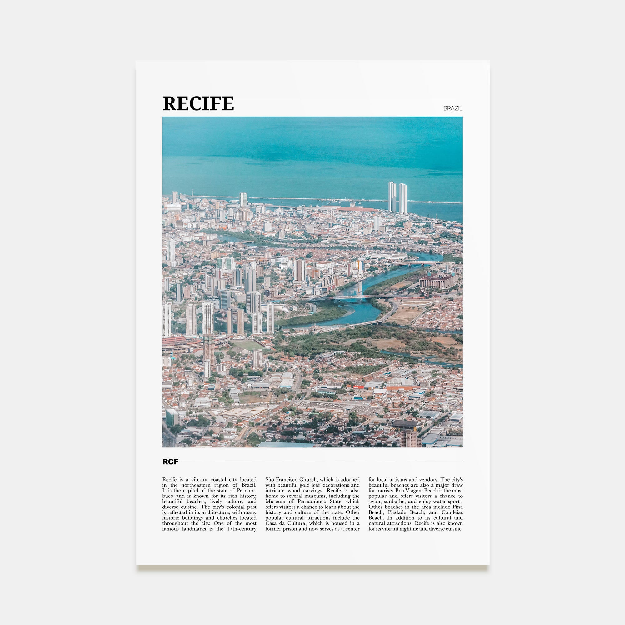 Recife Travel Color Poster