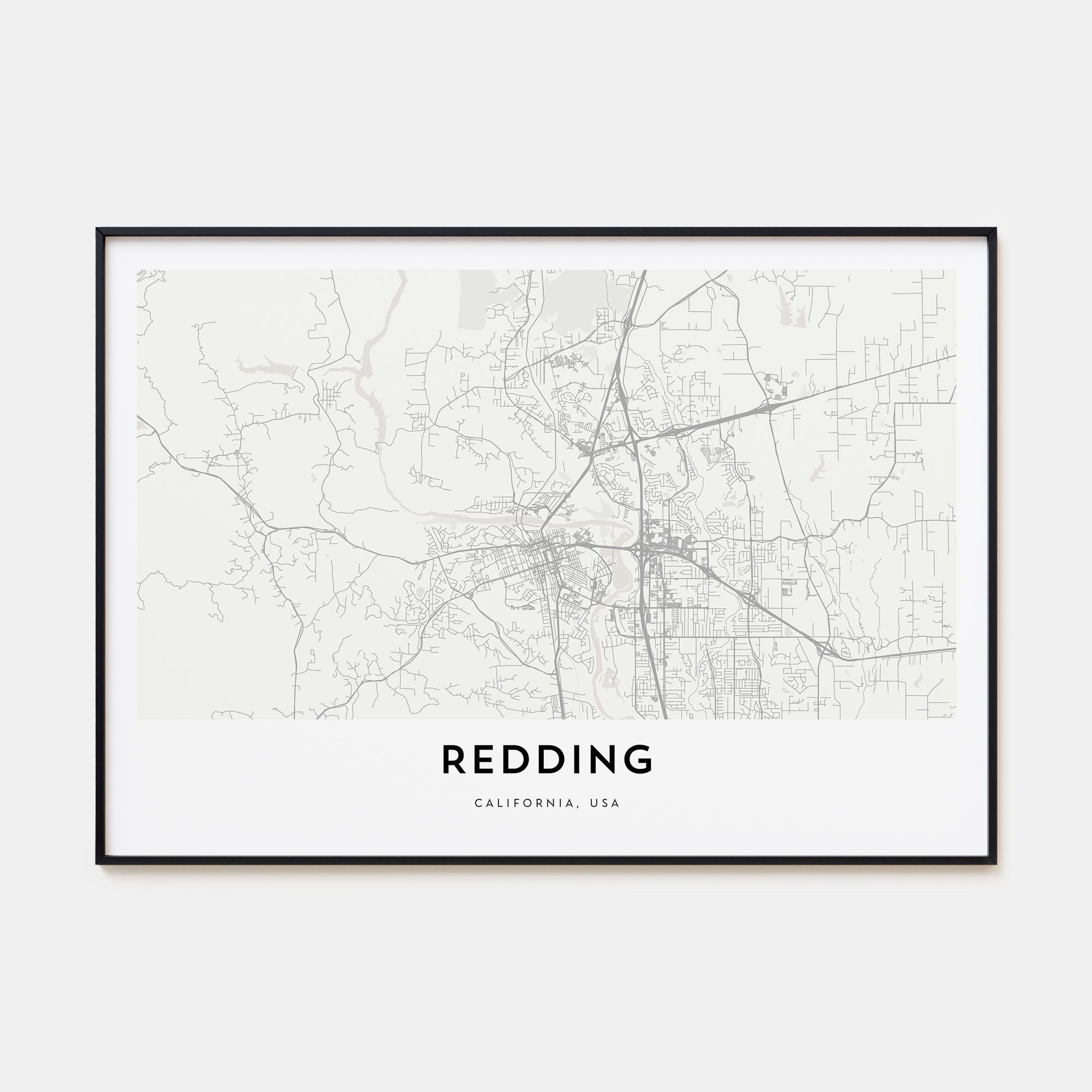 Redding Map Landscape Poster