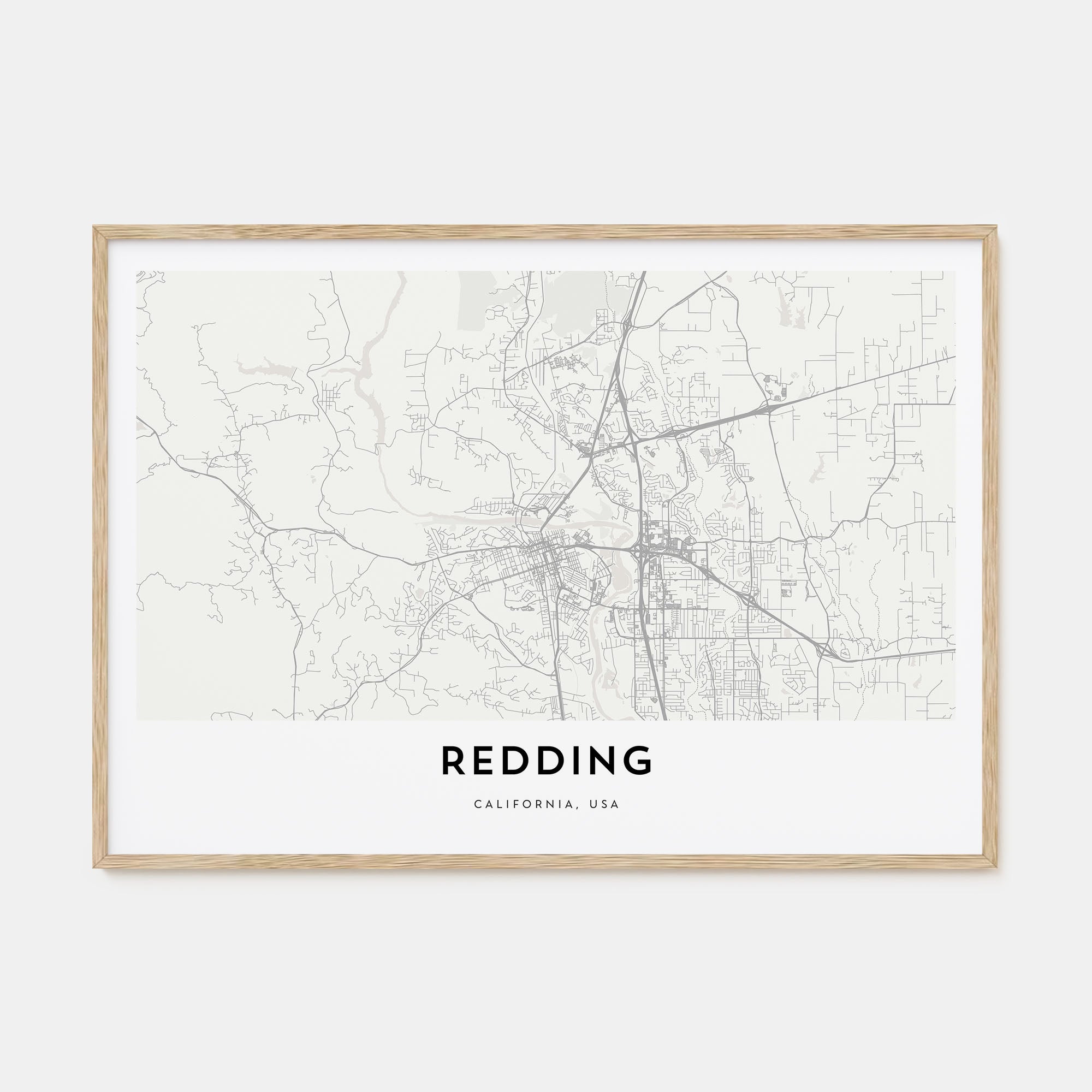 Redding Map Landscape Poster