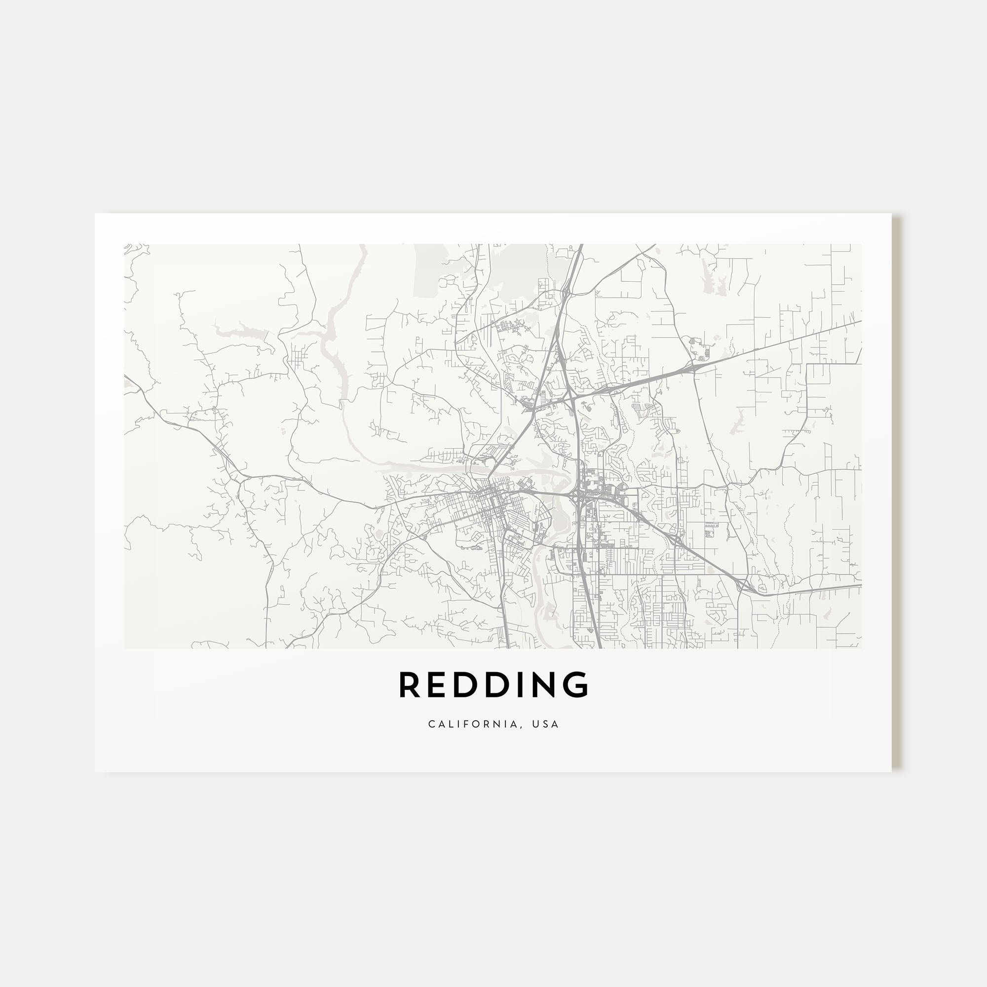 Redding Map Landscape Poster
