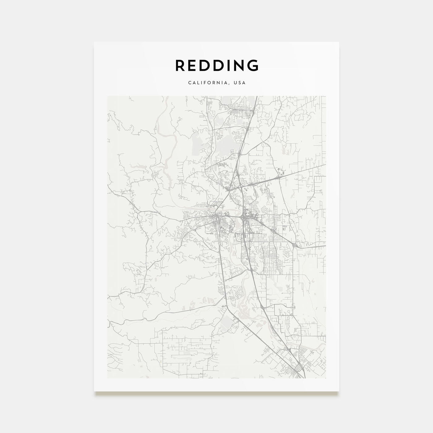 Redding Map Portrait Poster