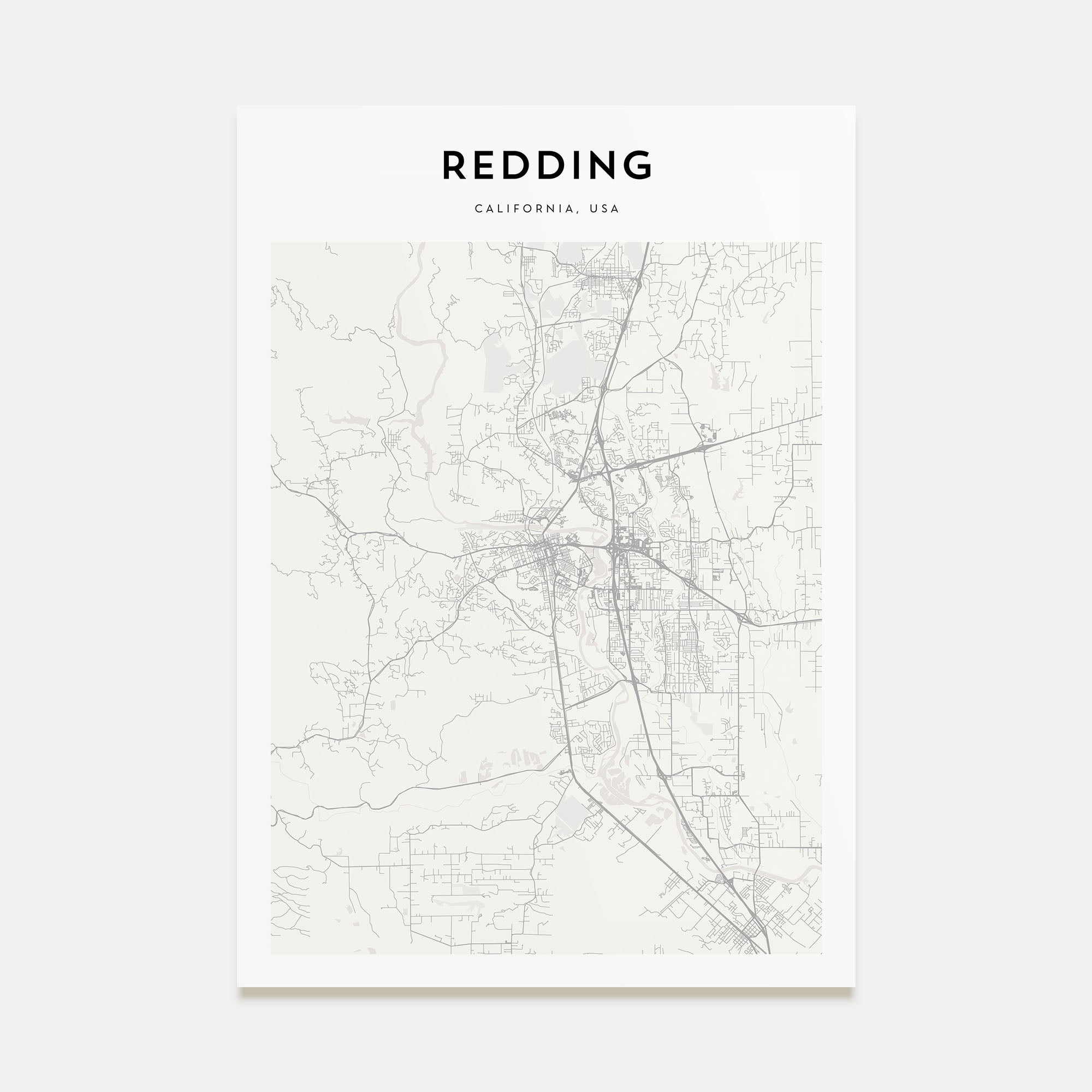 Redding Map Portrait Poster