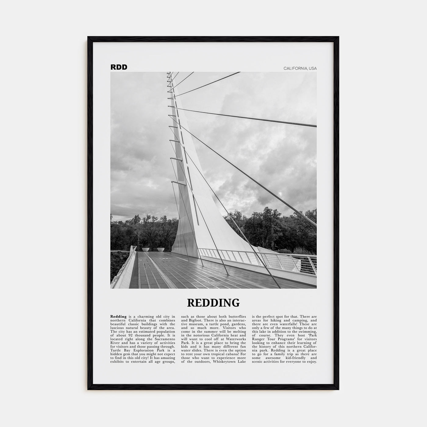 Redding Travel B&W Poster
