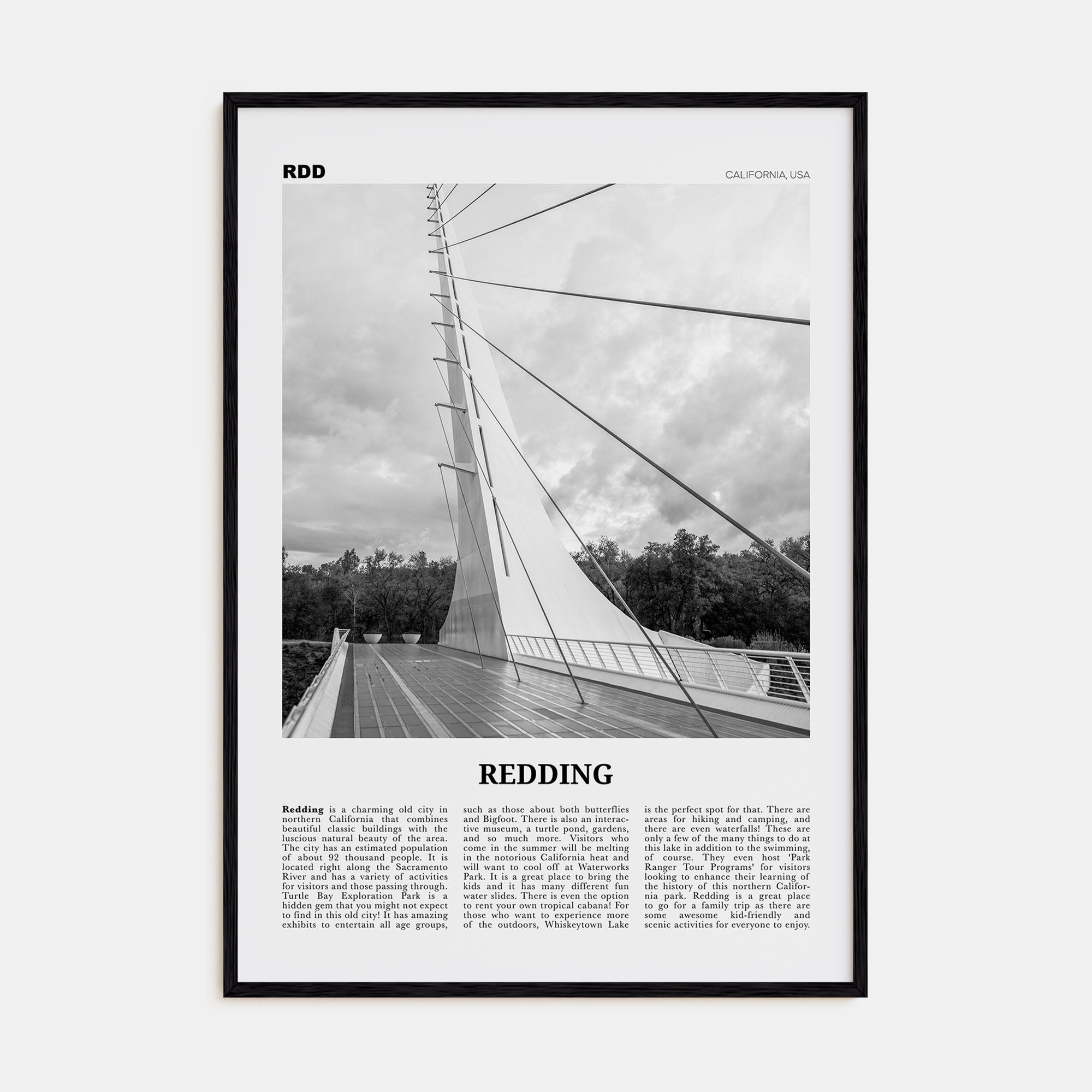 Redding Travel B&W Poster