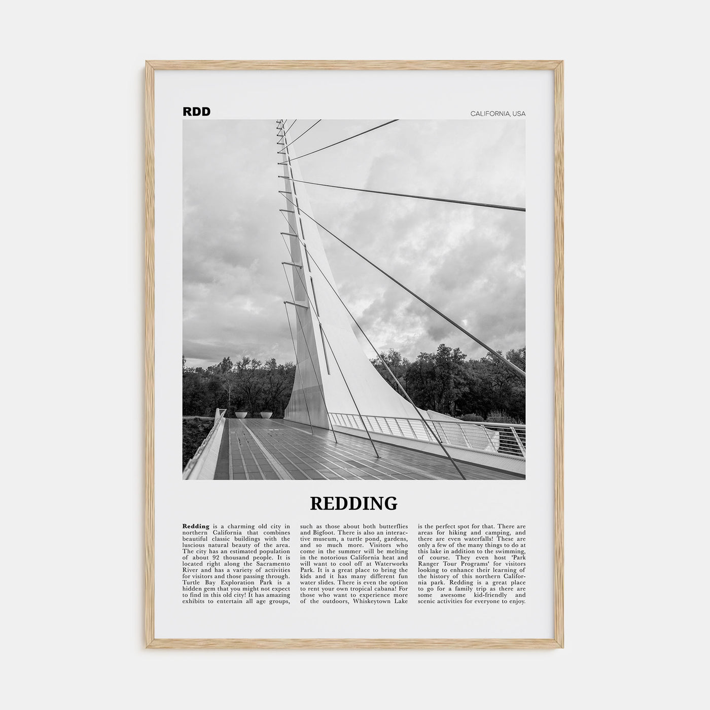 Redding Travel B&W Poster