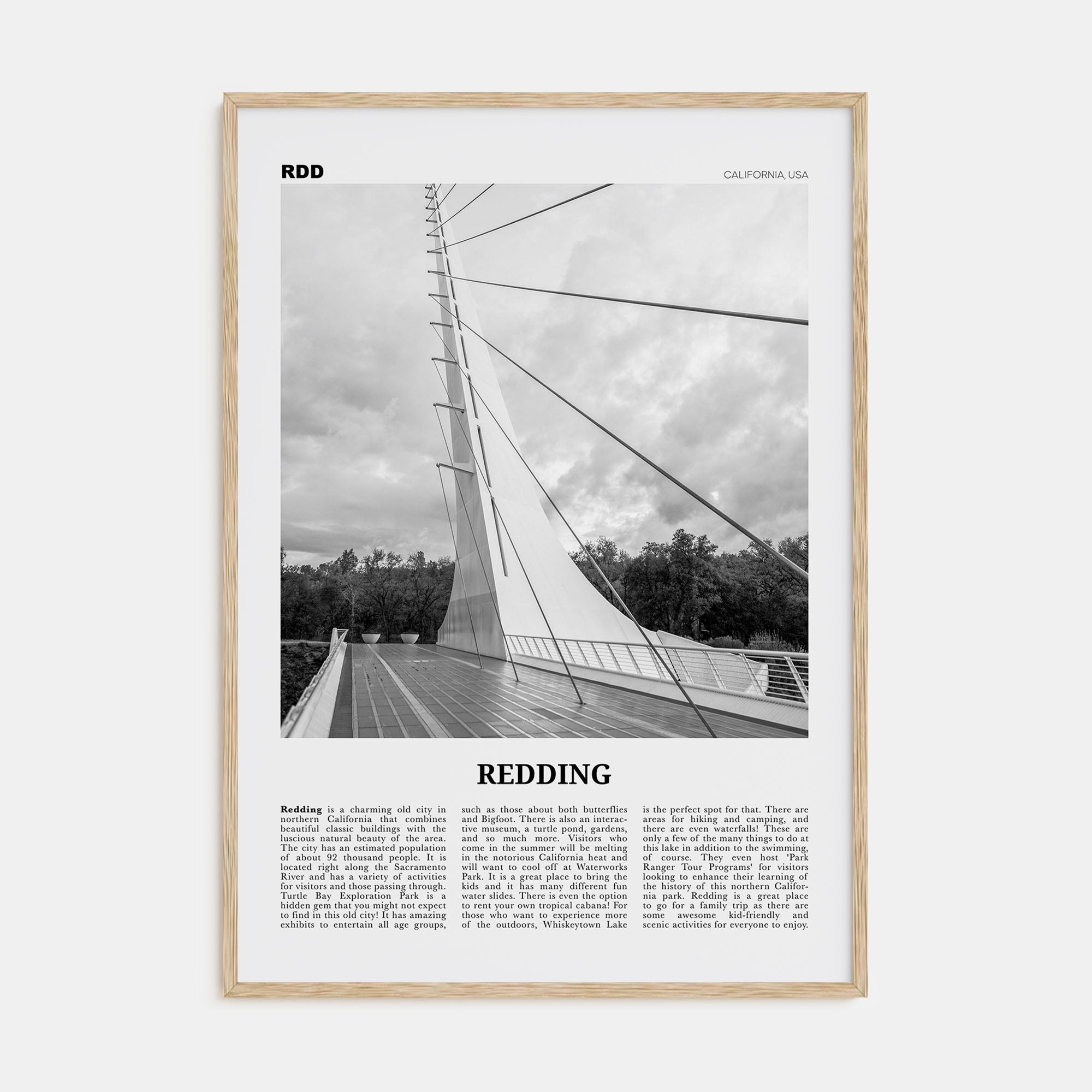 Redding Travel B&W Poster