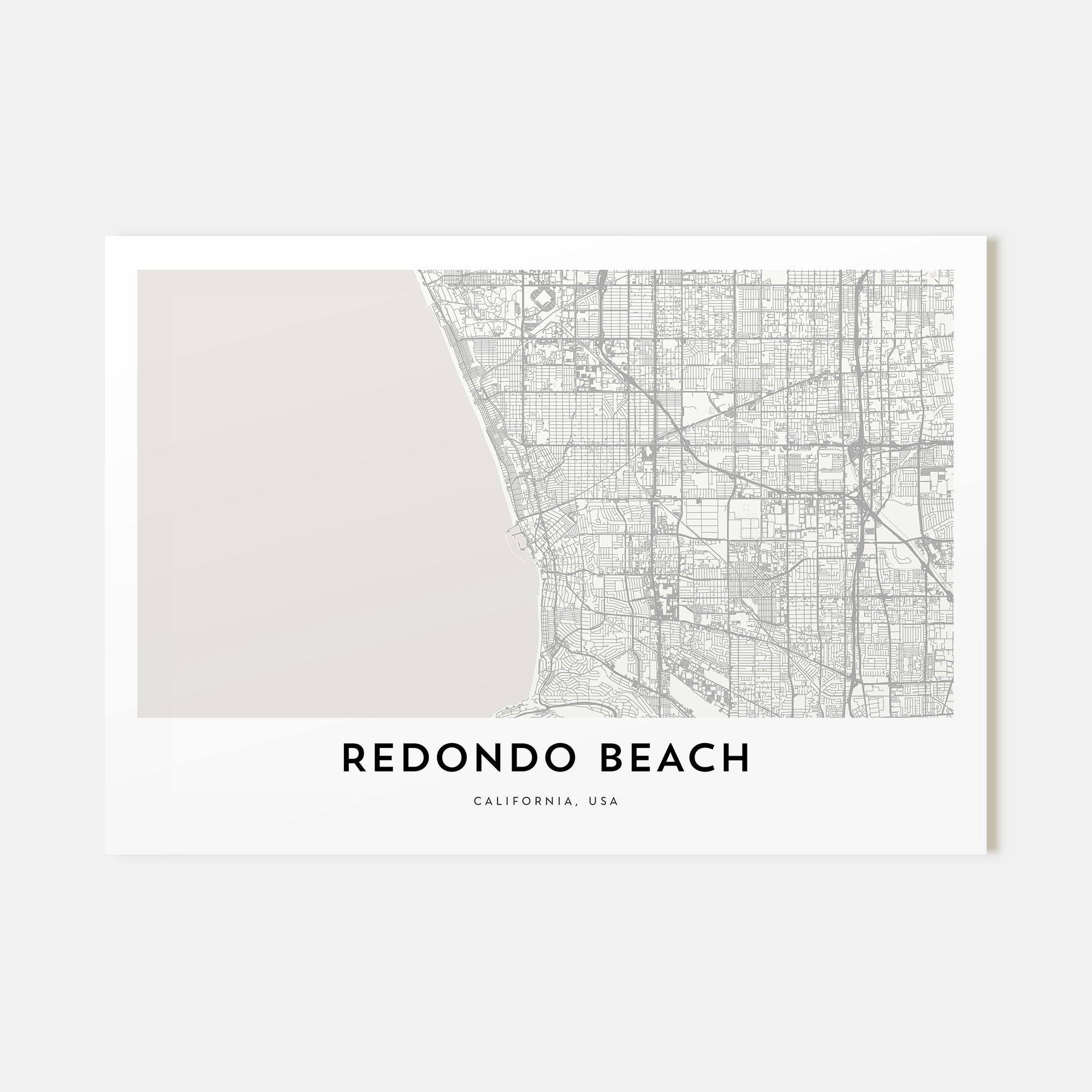 Redondo Beach Map Landscape Poster