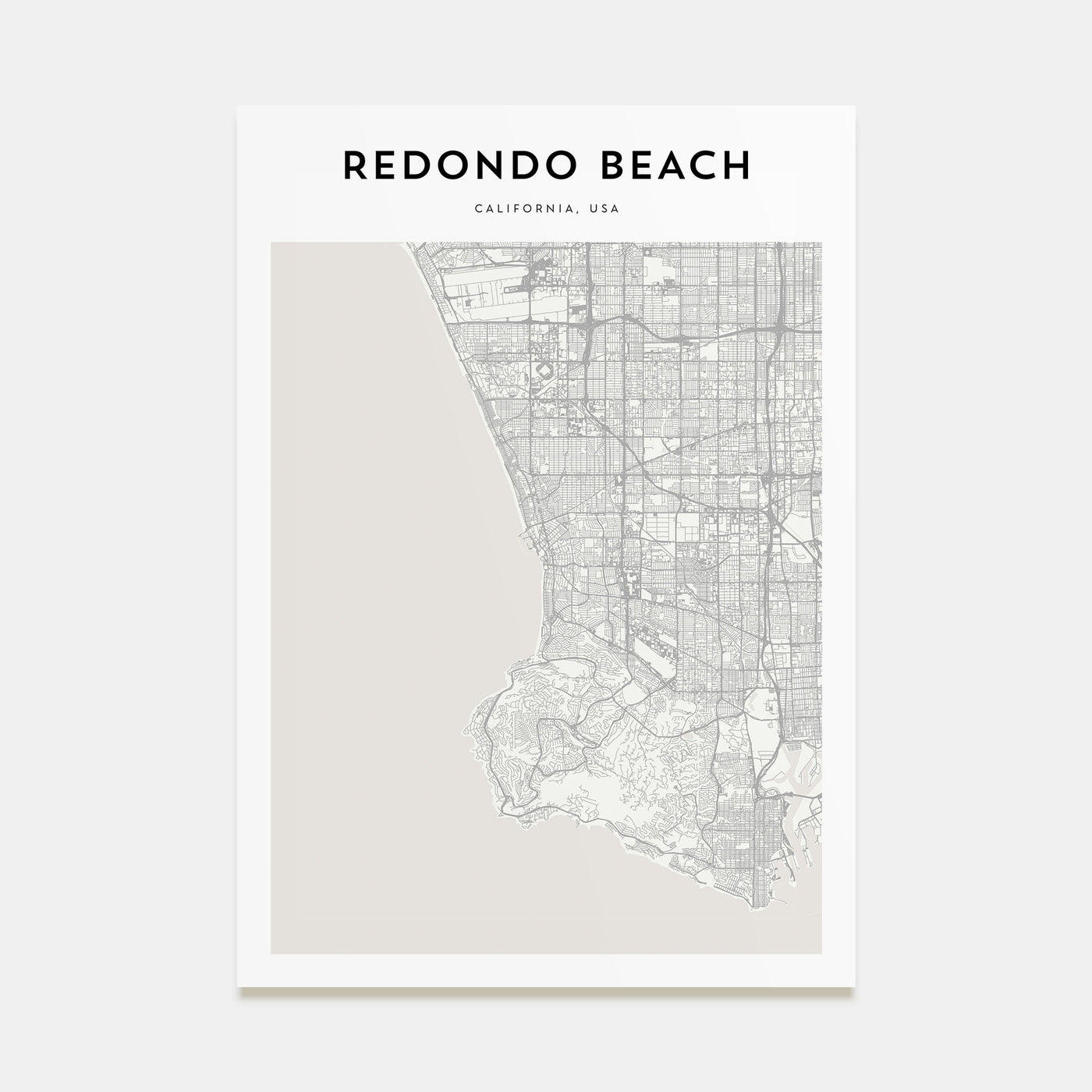 Redondo Beach Map Portrait Poster