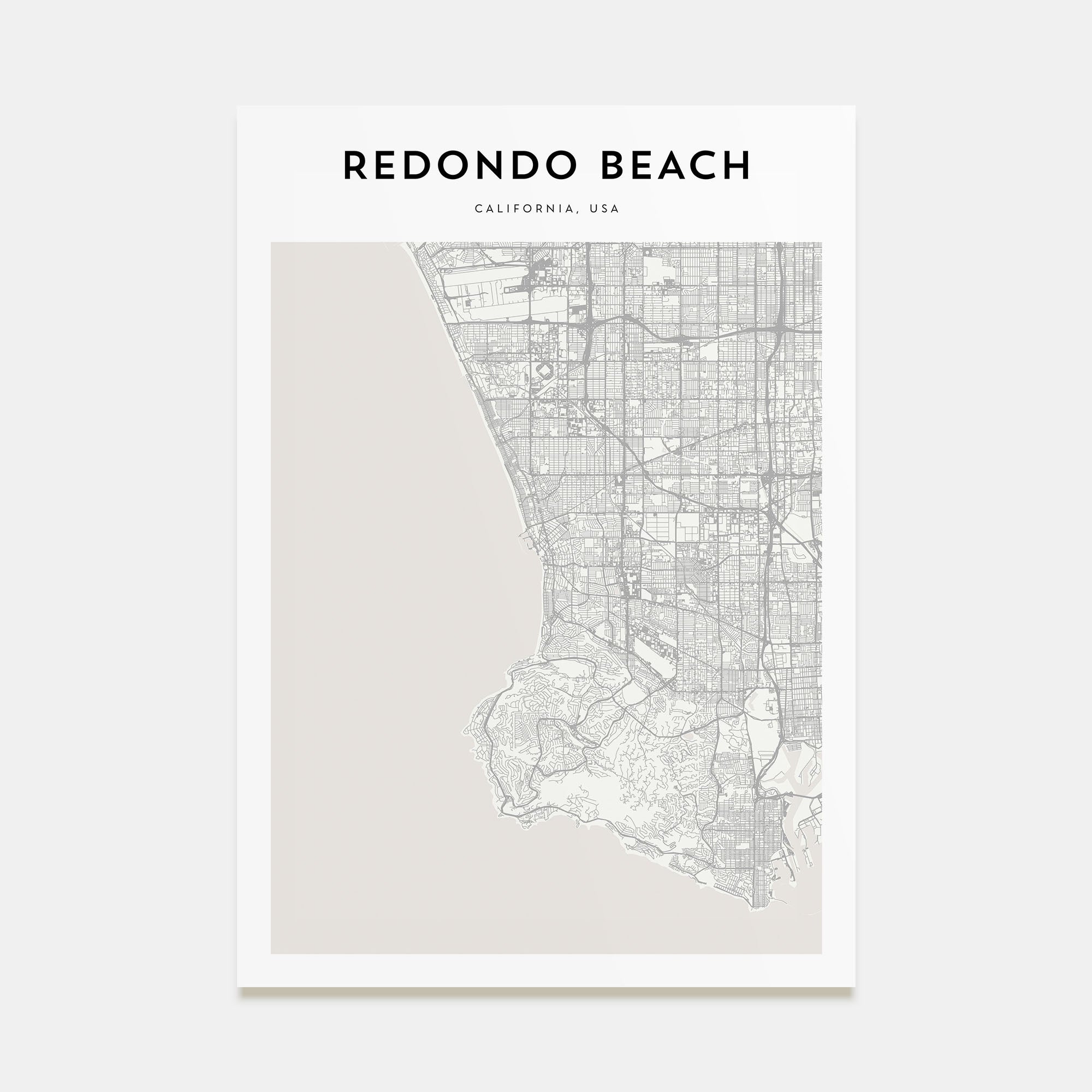 Redondo Beach Map Portrait Poster