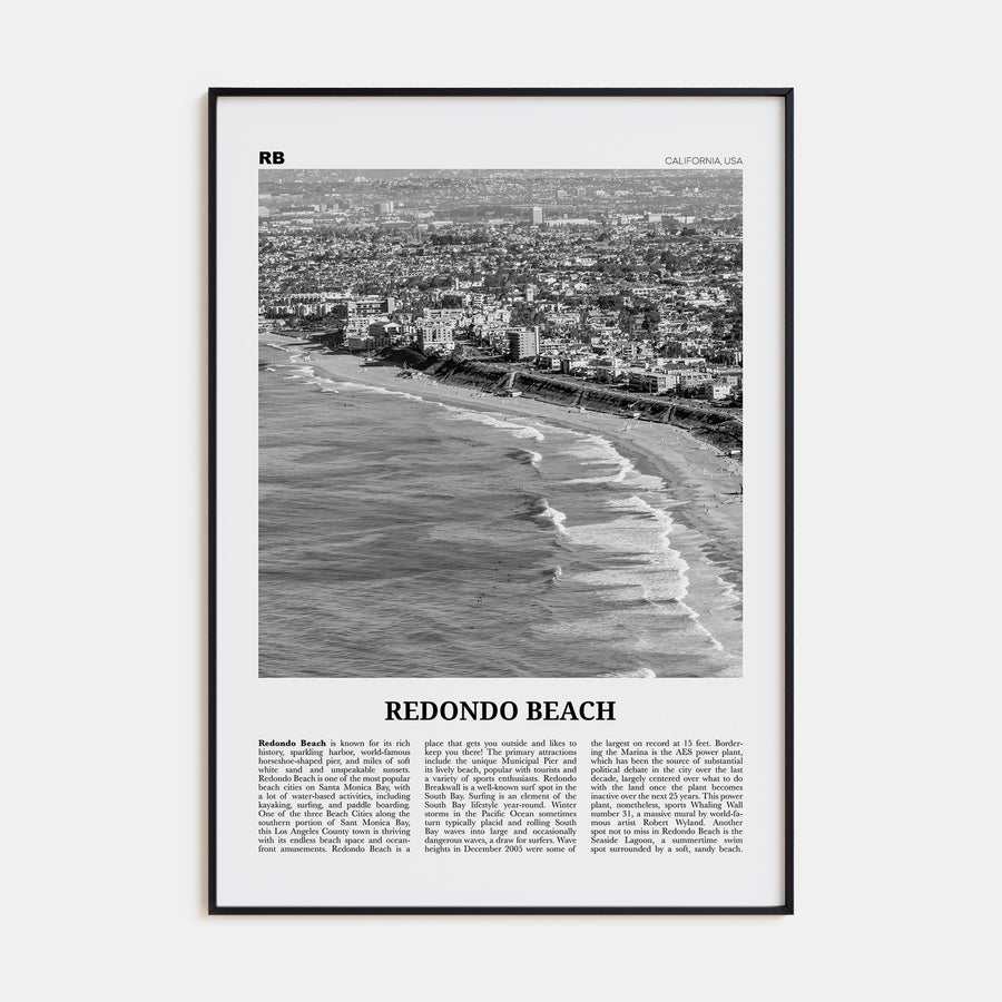 Redondo Beach Travel B&W Poster
