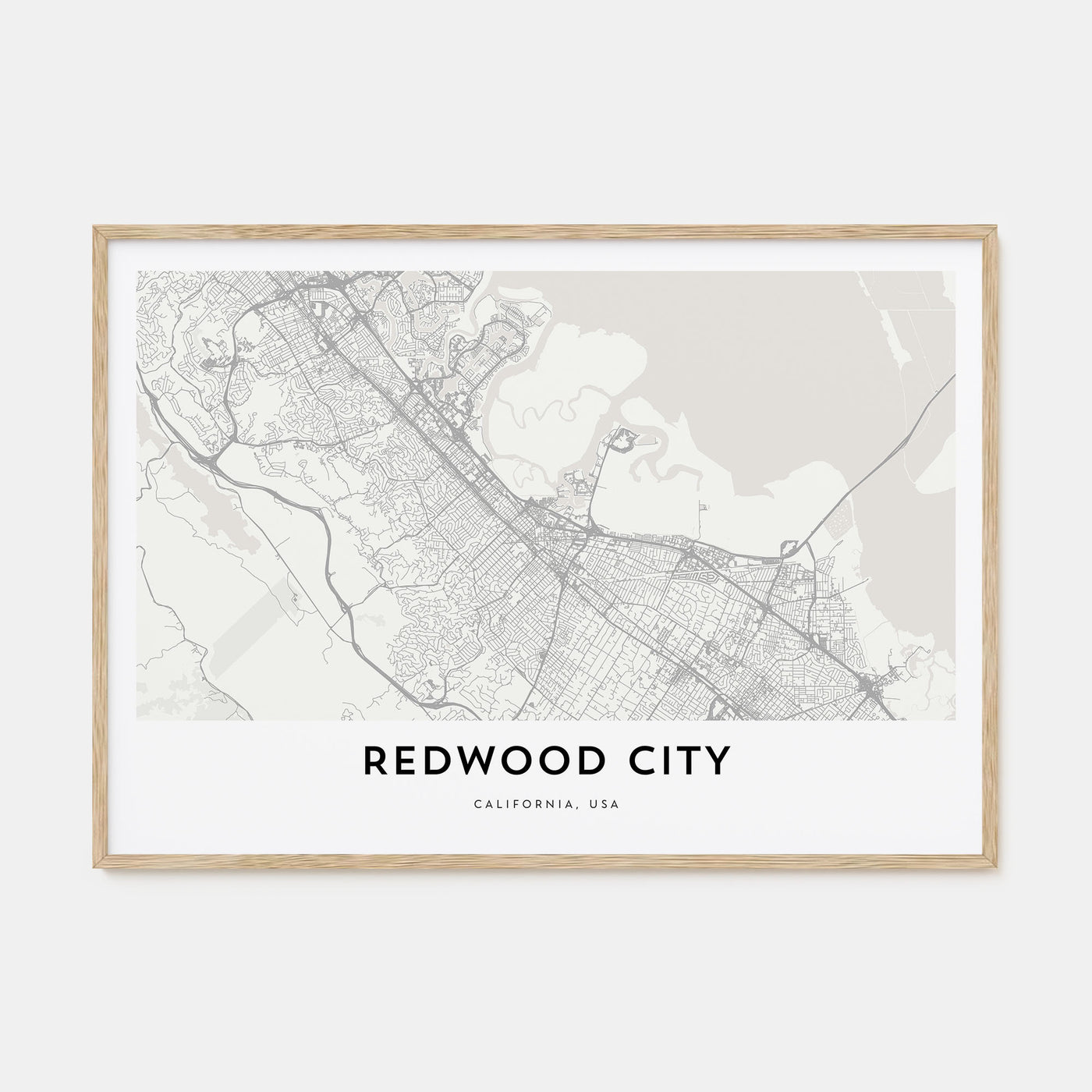 Redwood City Map Landscape Poster