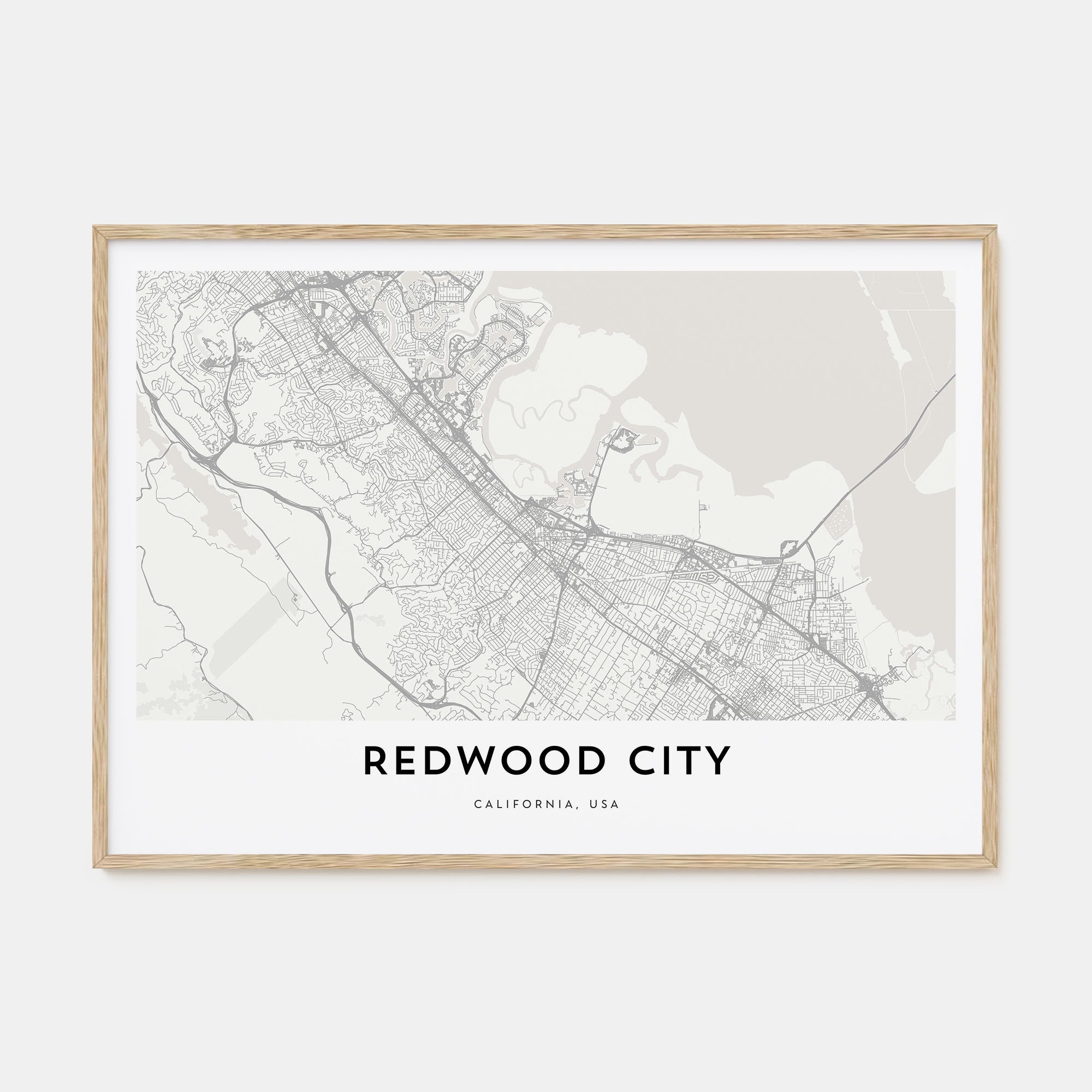 Redwood City Map Landscape Poster