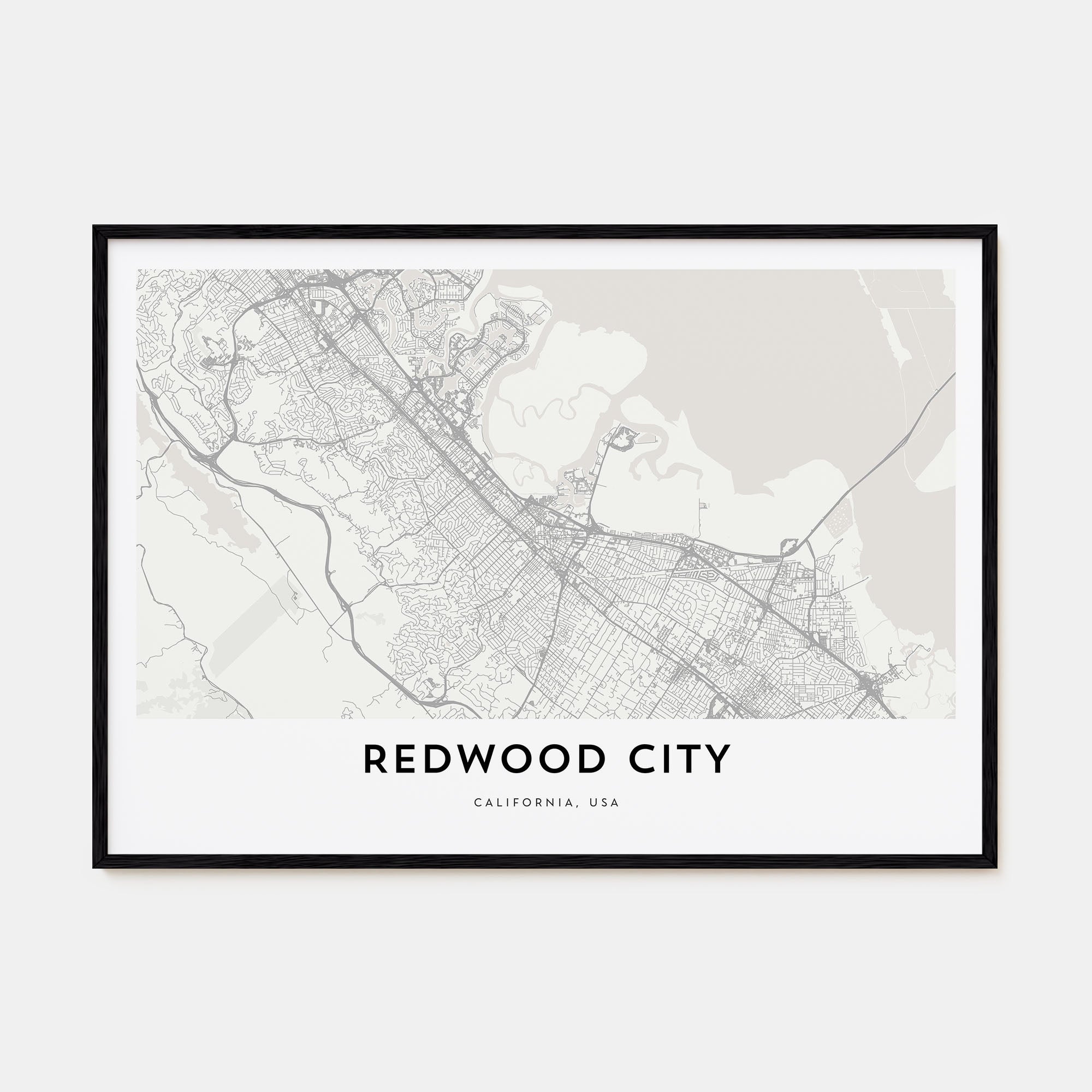Redwood City Map Landscape Poster