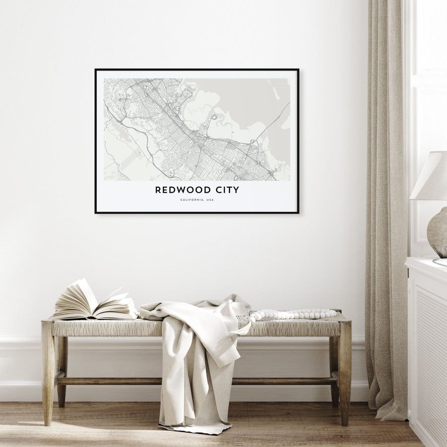 Redwood City Map Landscape Poster
