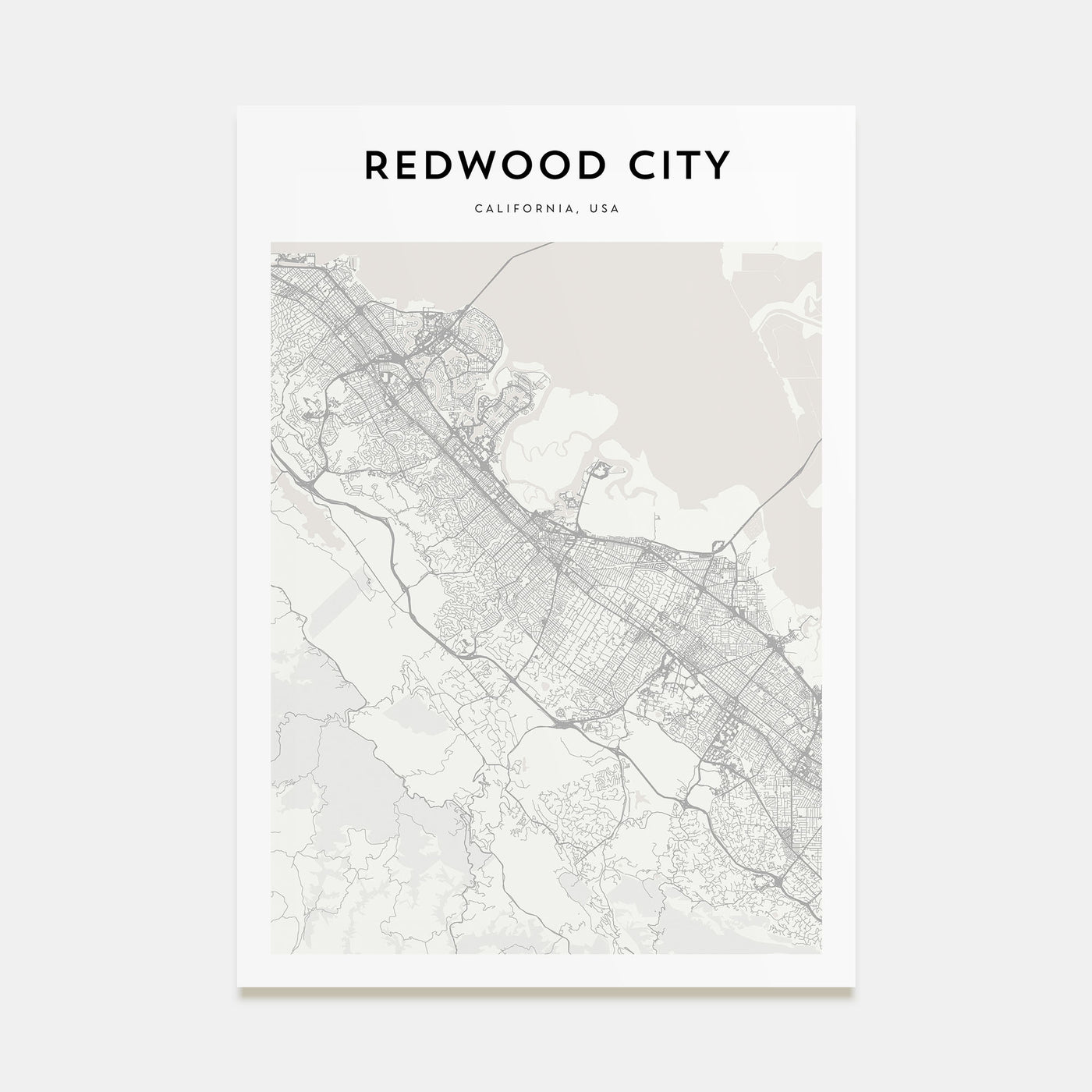 Redwood City Map Portrait Poster