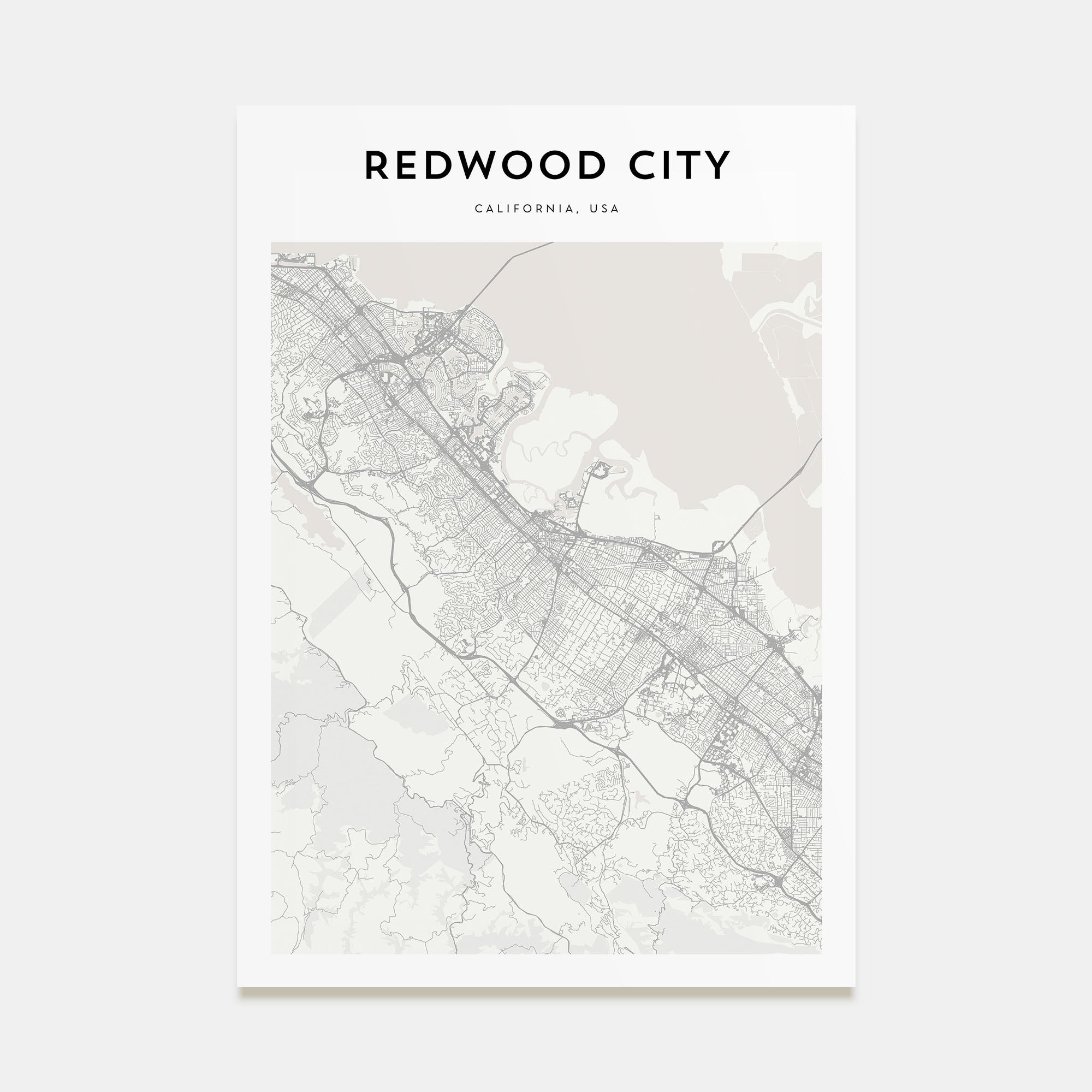 Redwood City Map Portrait Poster