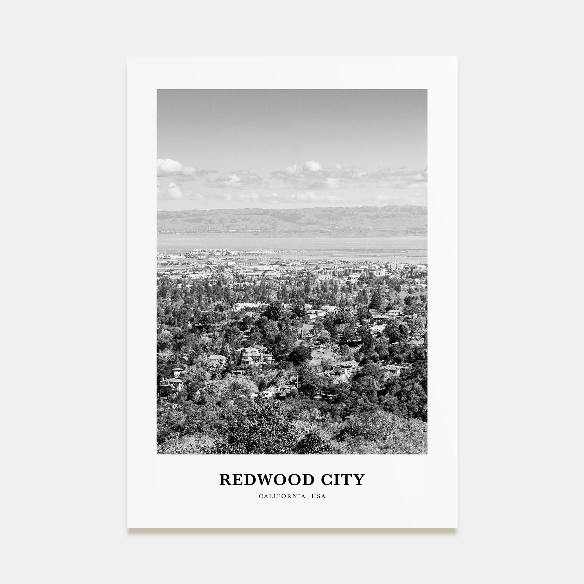 Redwood City Portrait B&W Poster