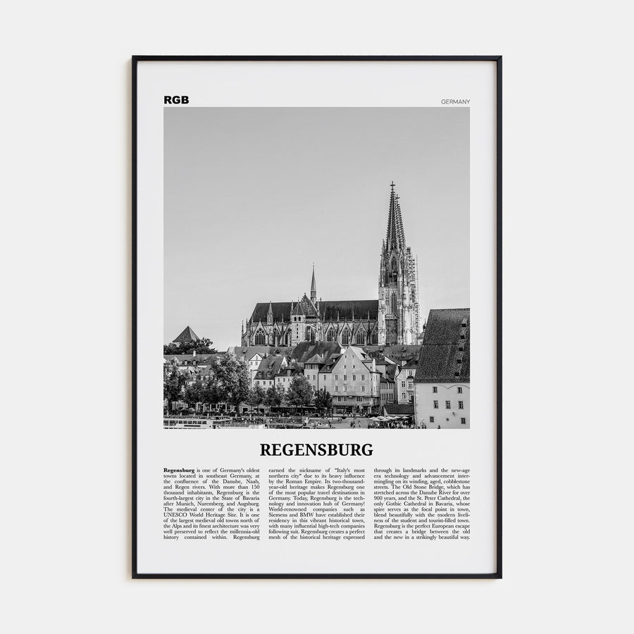Regensburg Travel B&W Poster