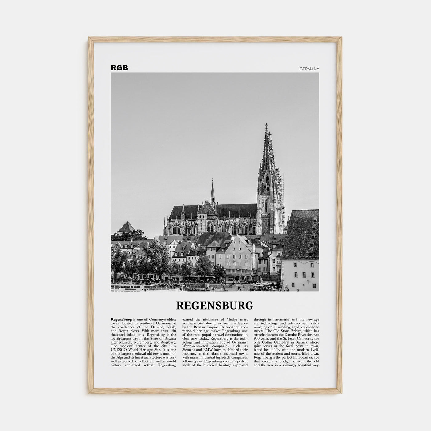 Regensburg Travel B&W Poster