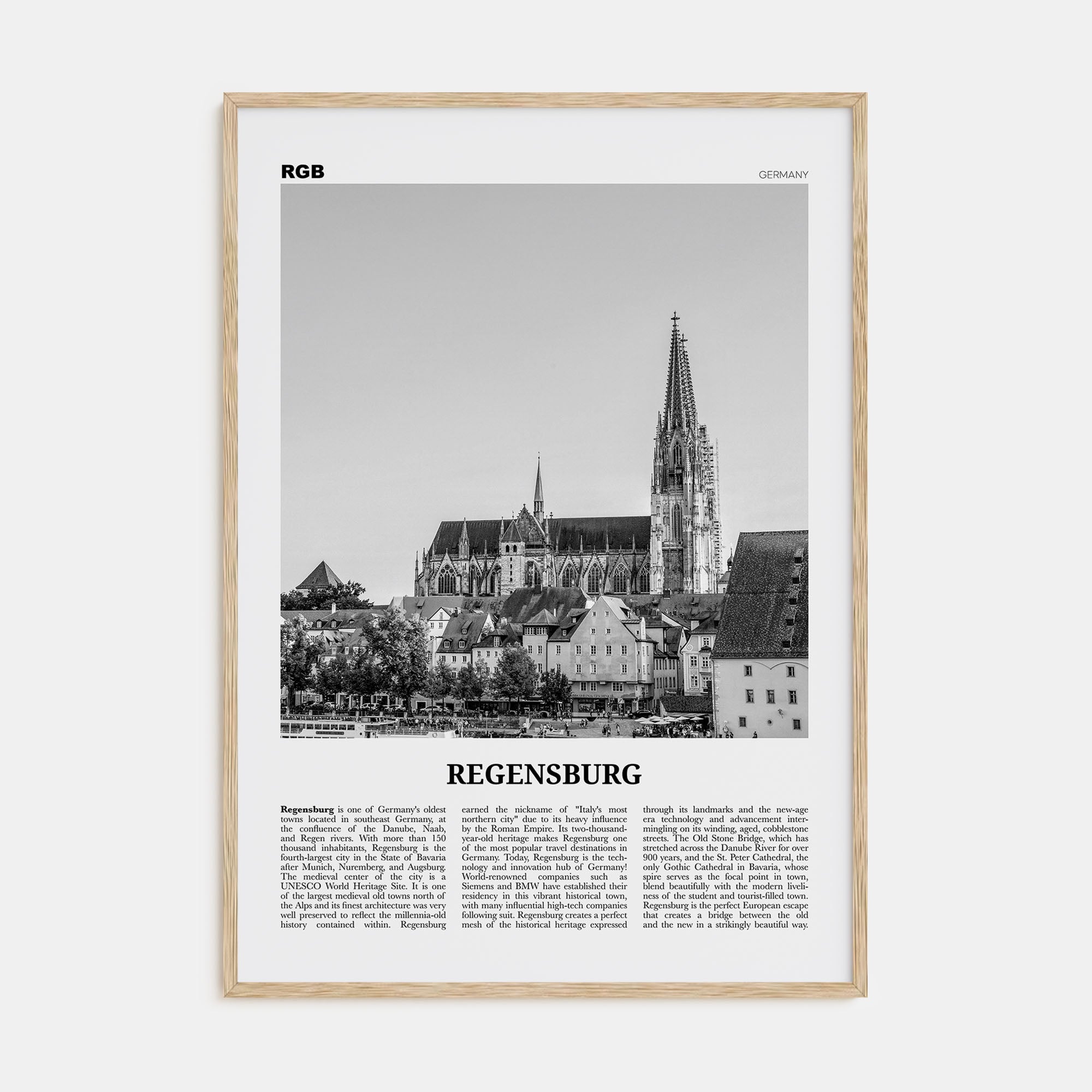 Regensburg Travel B&W Poster