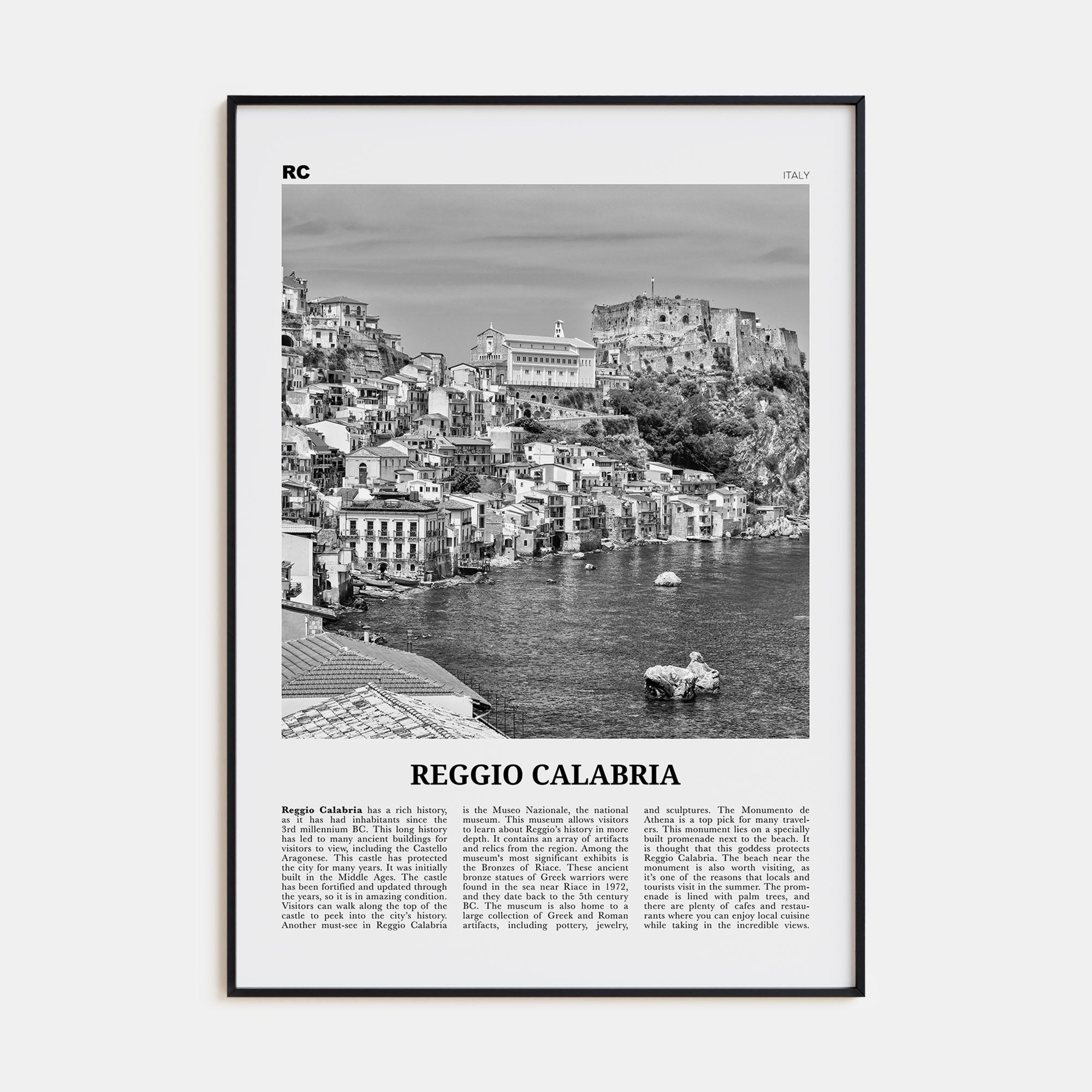 Reggio Calabria Travel B&W Poster