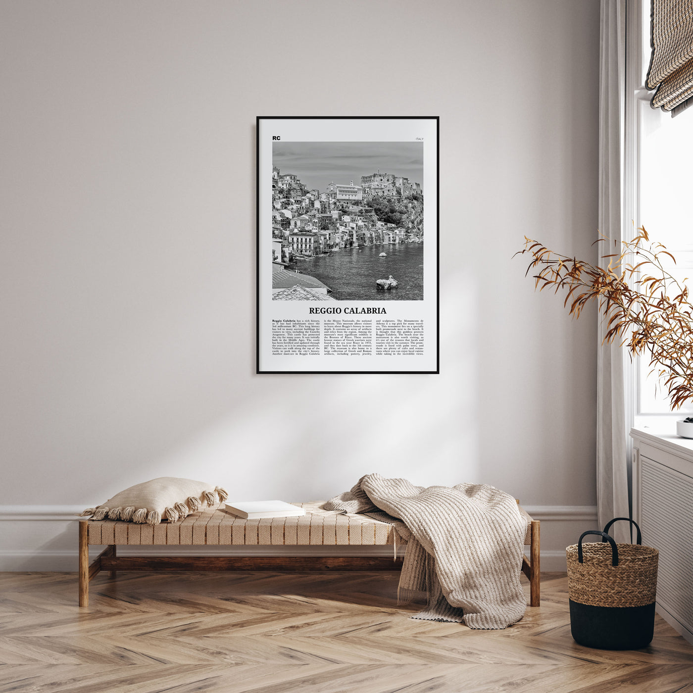 Reggio Calabria Travel B&W Poster