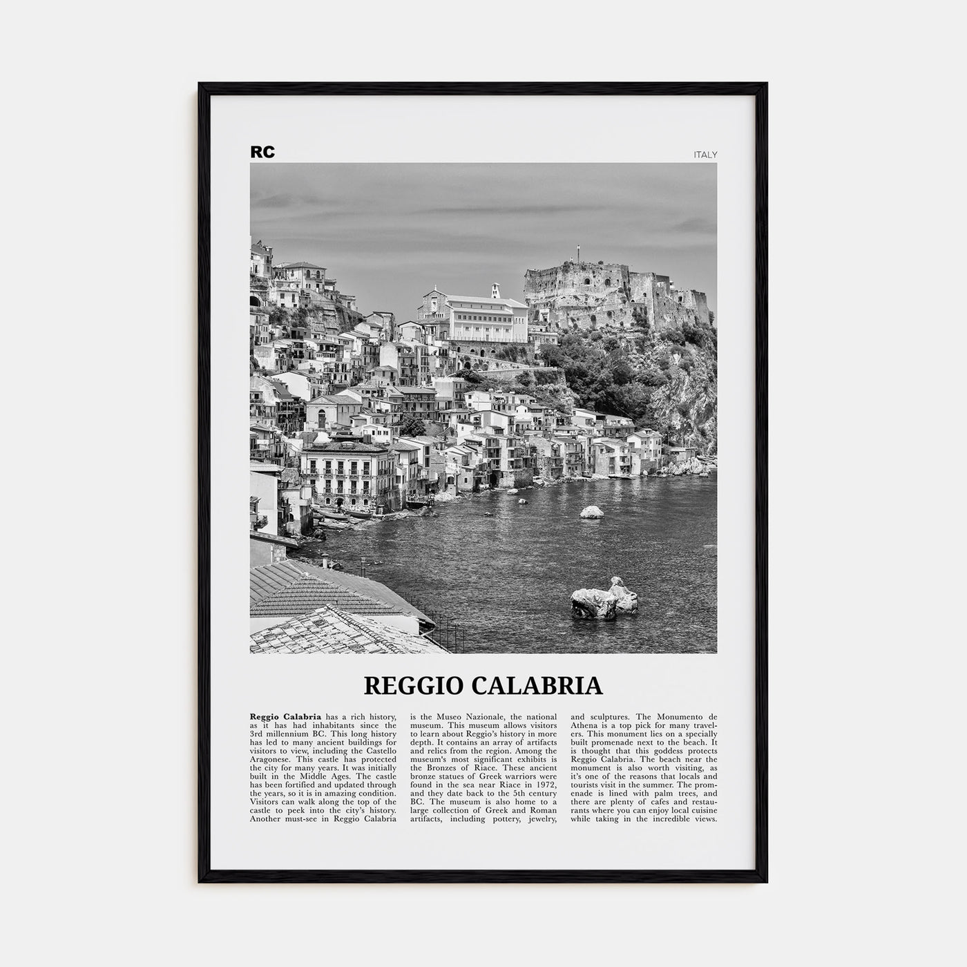 Reggio Calabria Travel B&W Poster