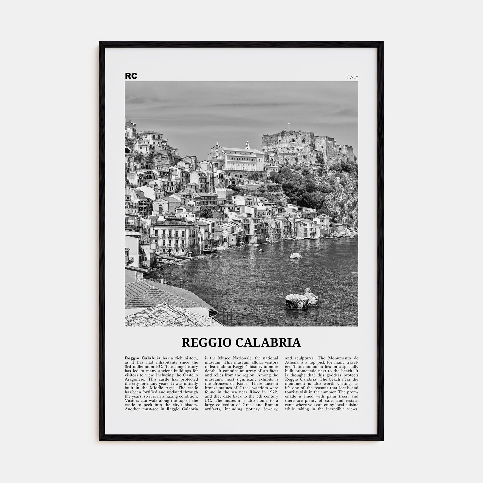 Reggio Calabria Travel B&W Poster