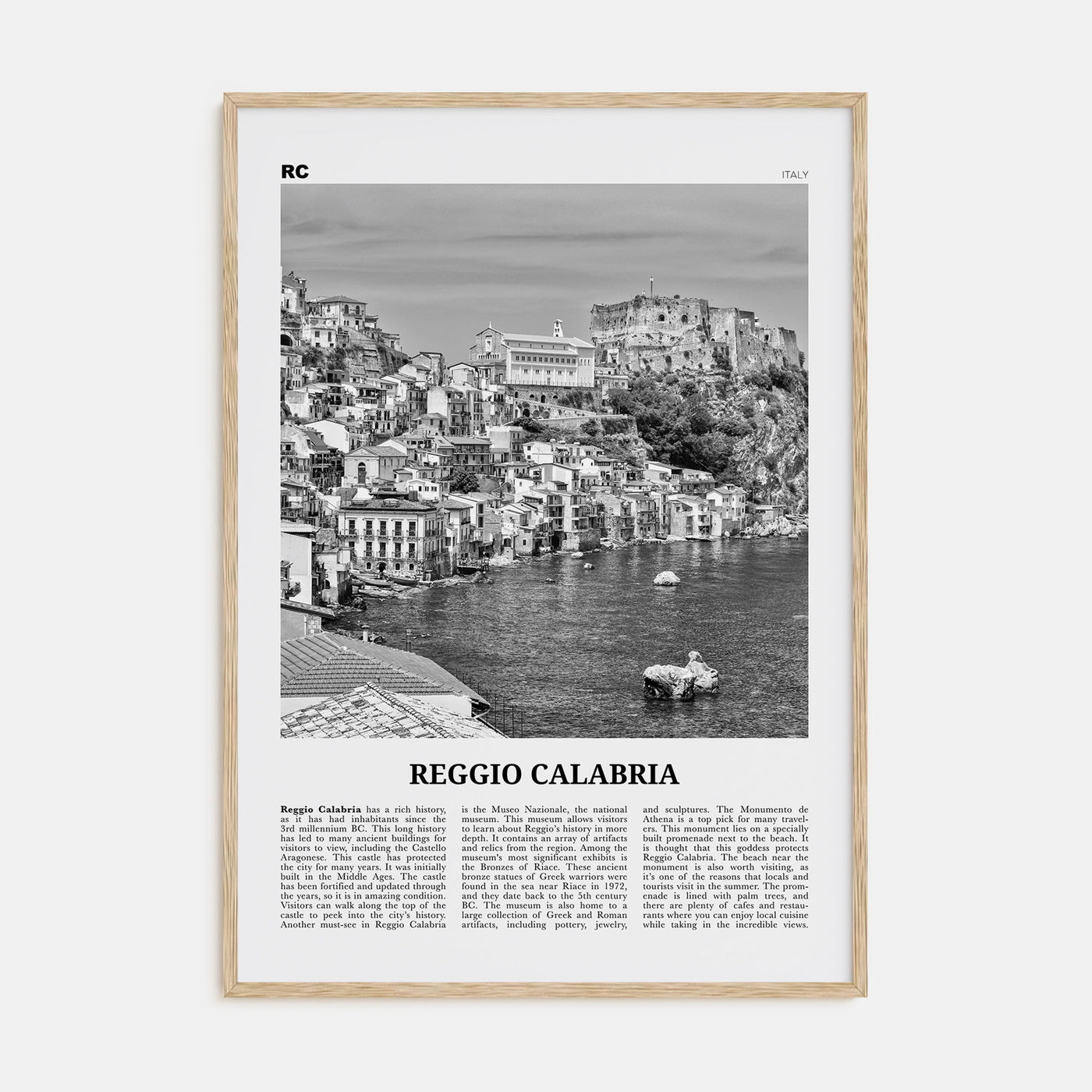 Reggio Calabria Travel B&W Poster
