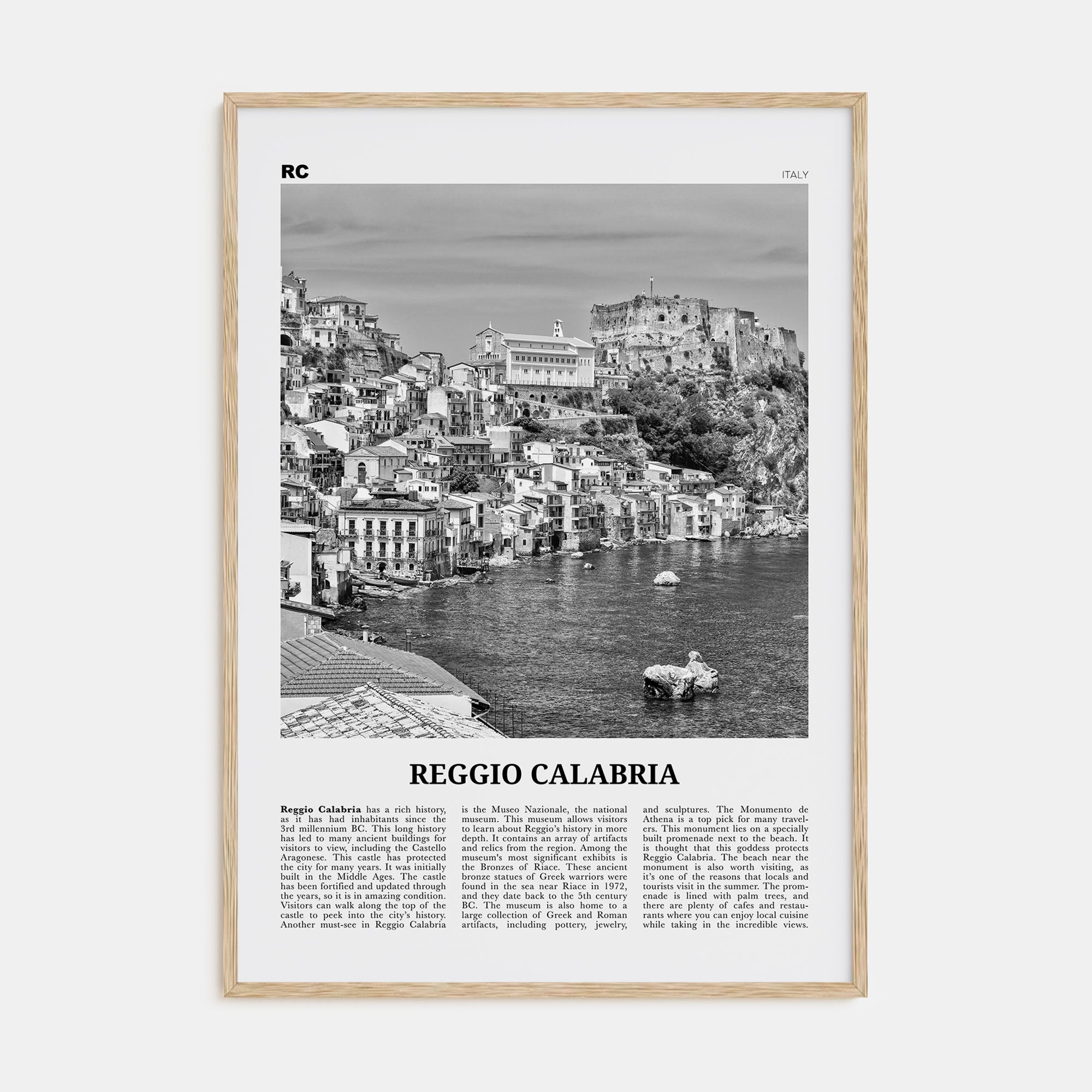Reggio Calabria Travel B&W Poster