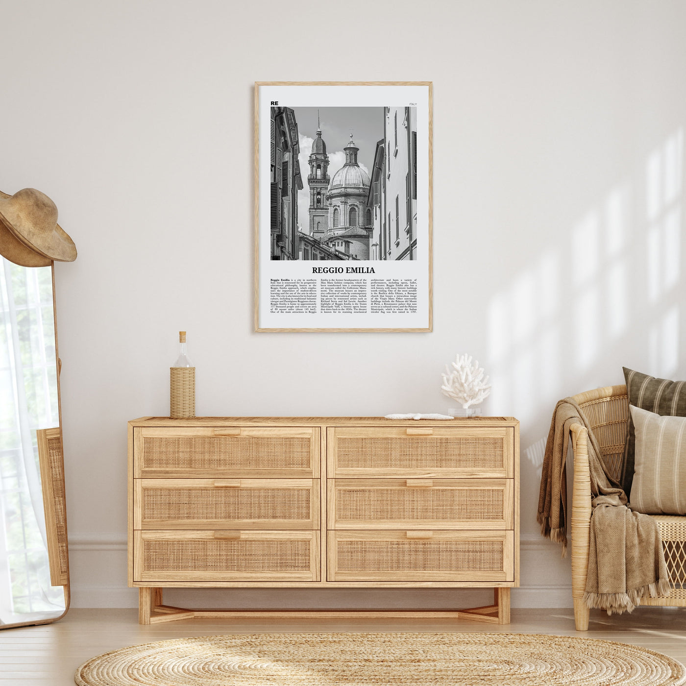 Reggio Emilia Travel B&W Poster