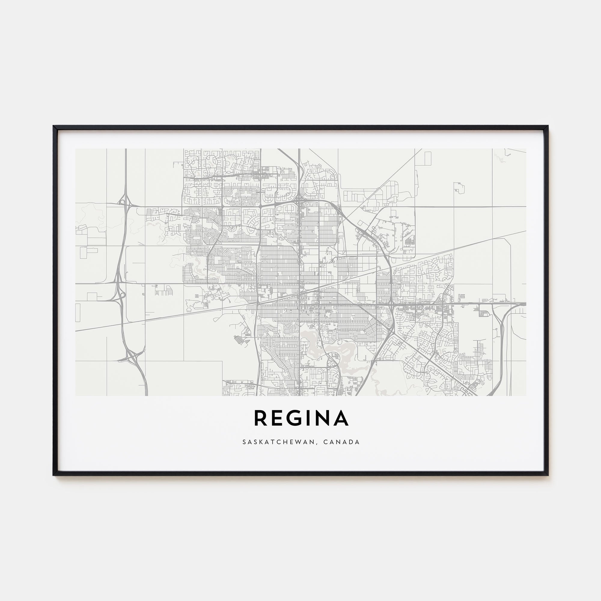 Regina Map Landscape Poster