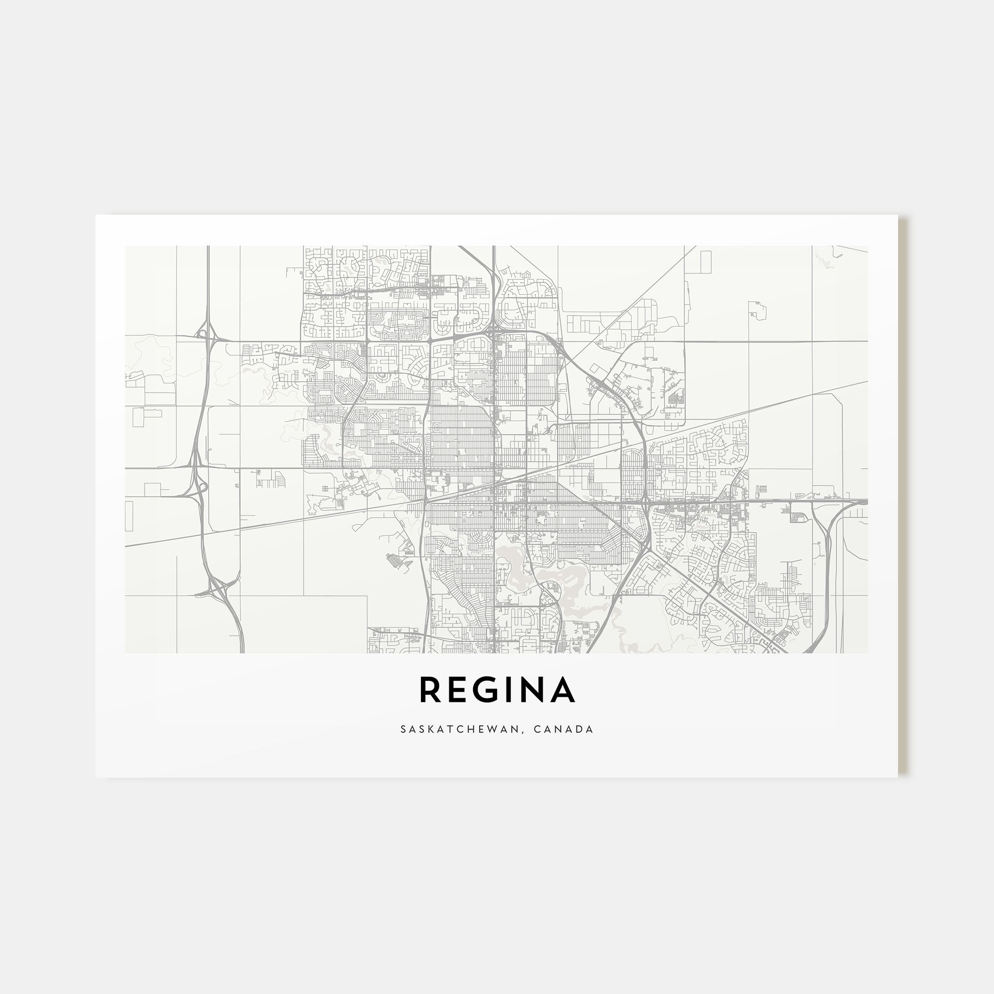 Regina Map Landscape Poster