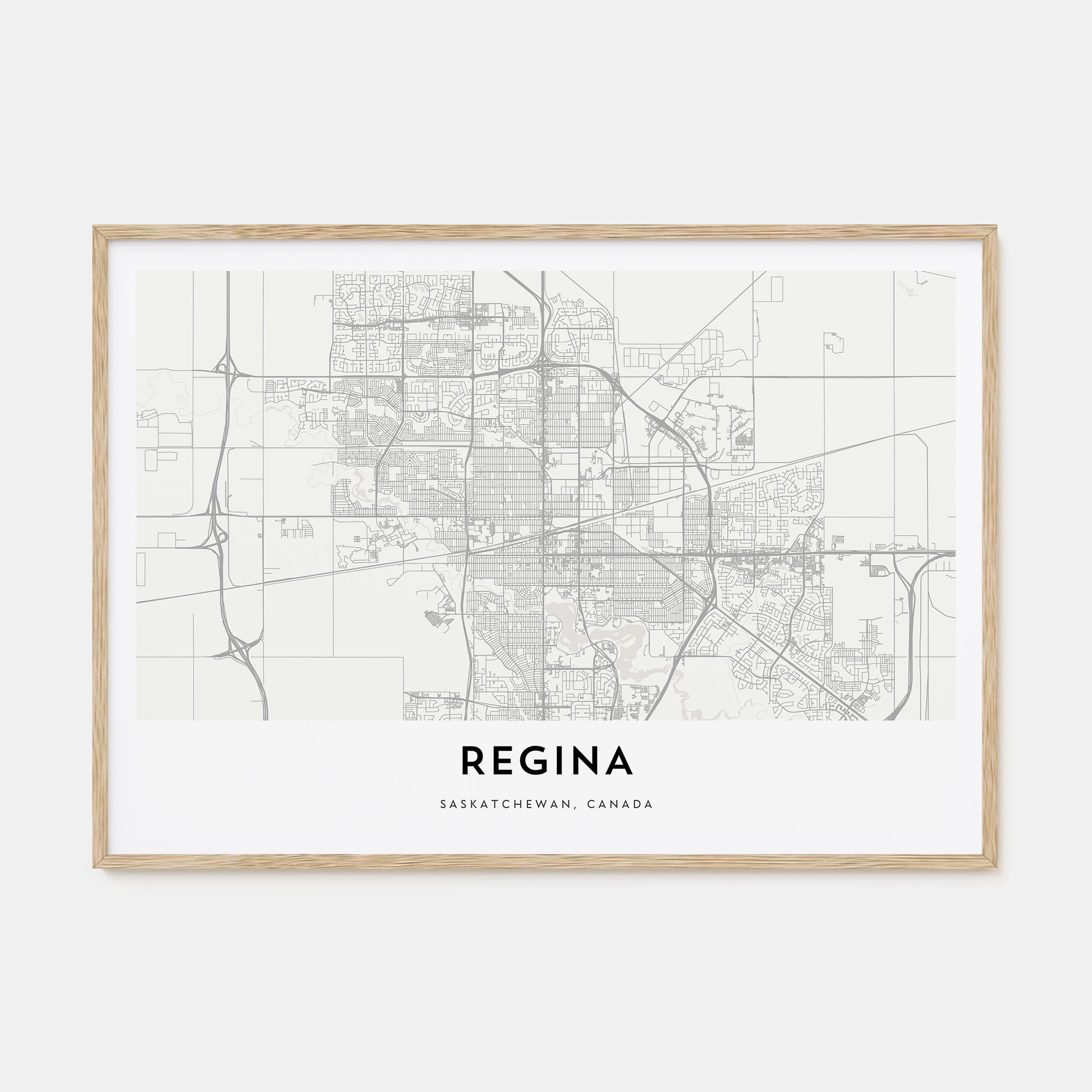 Regina Map Landscape Poster