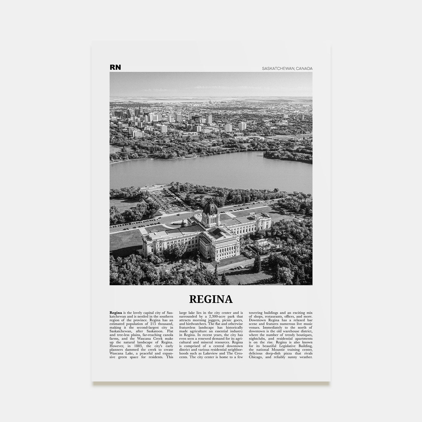 Regina Travel B&W Poster