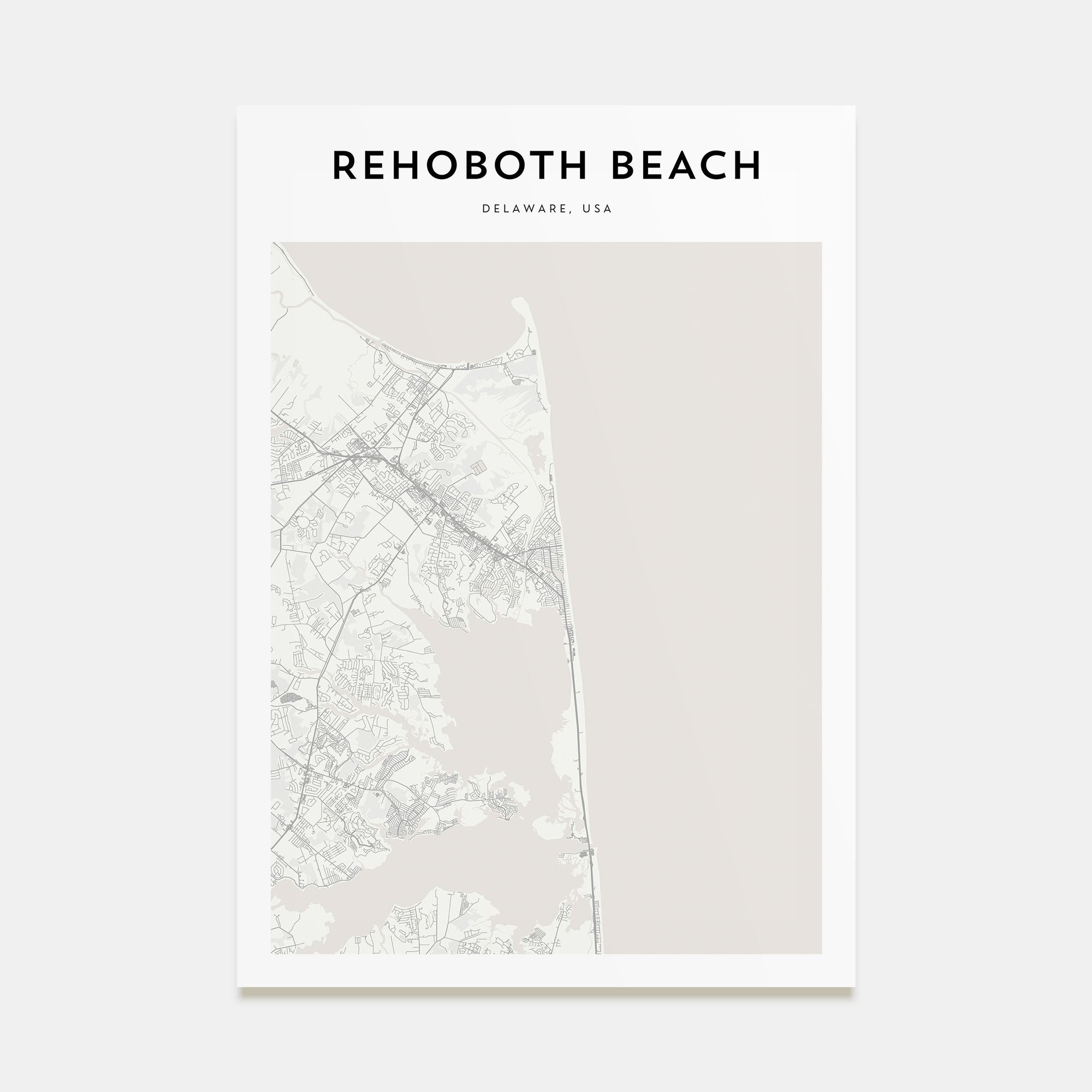 Rehoboth Beach Map Portrait Poster