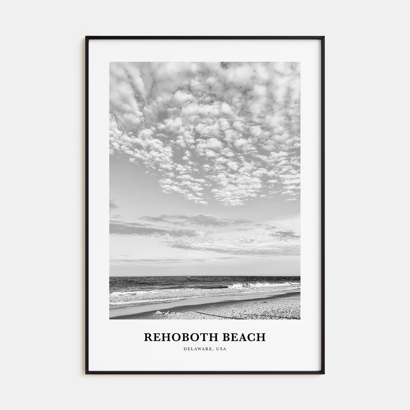Rehoboth Beach Portrait B&W Poster