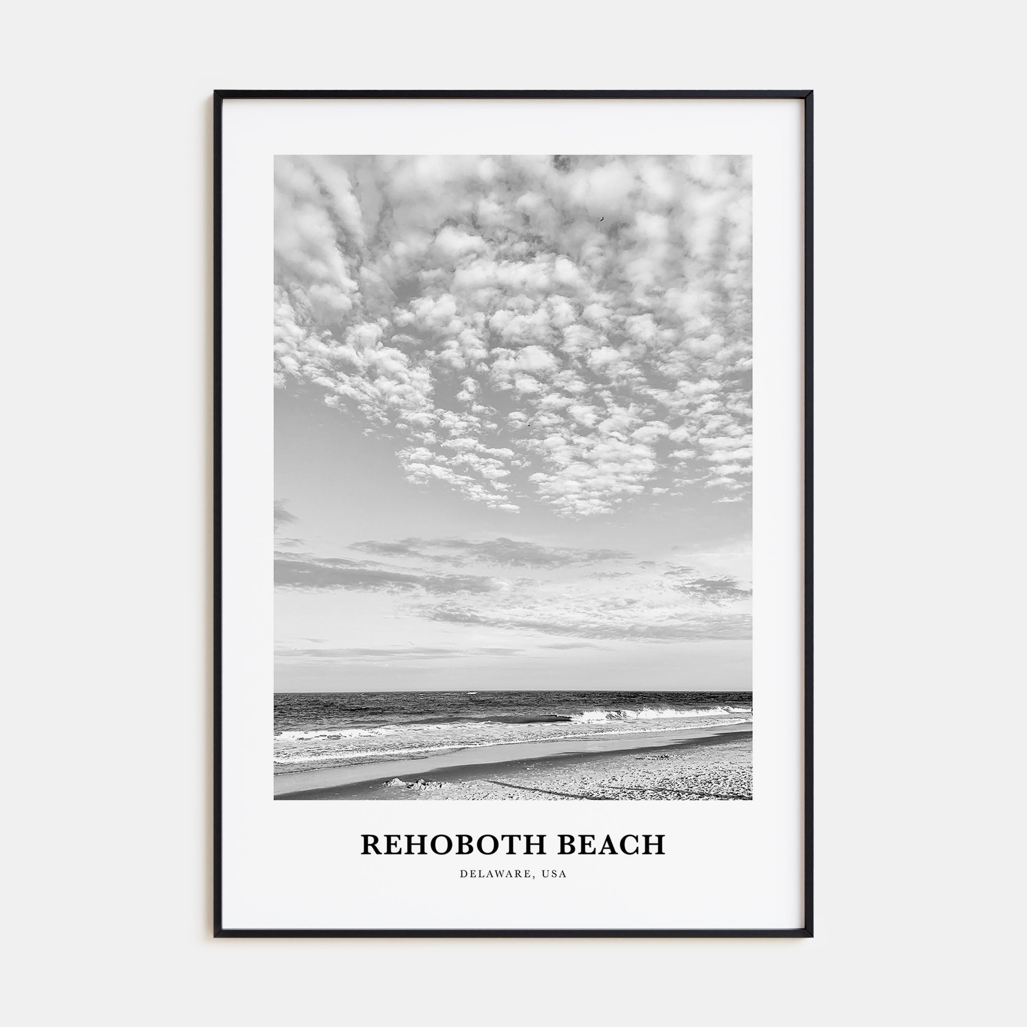 Rehoboth Beach Portrait B&W Poster