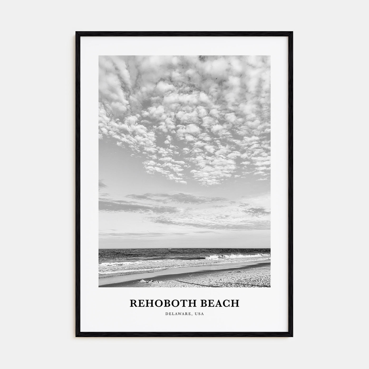 Rehoboth Beach Portrait B&W Poster