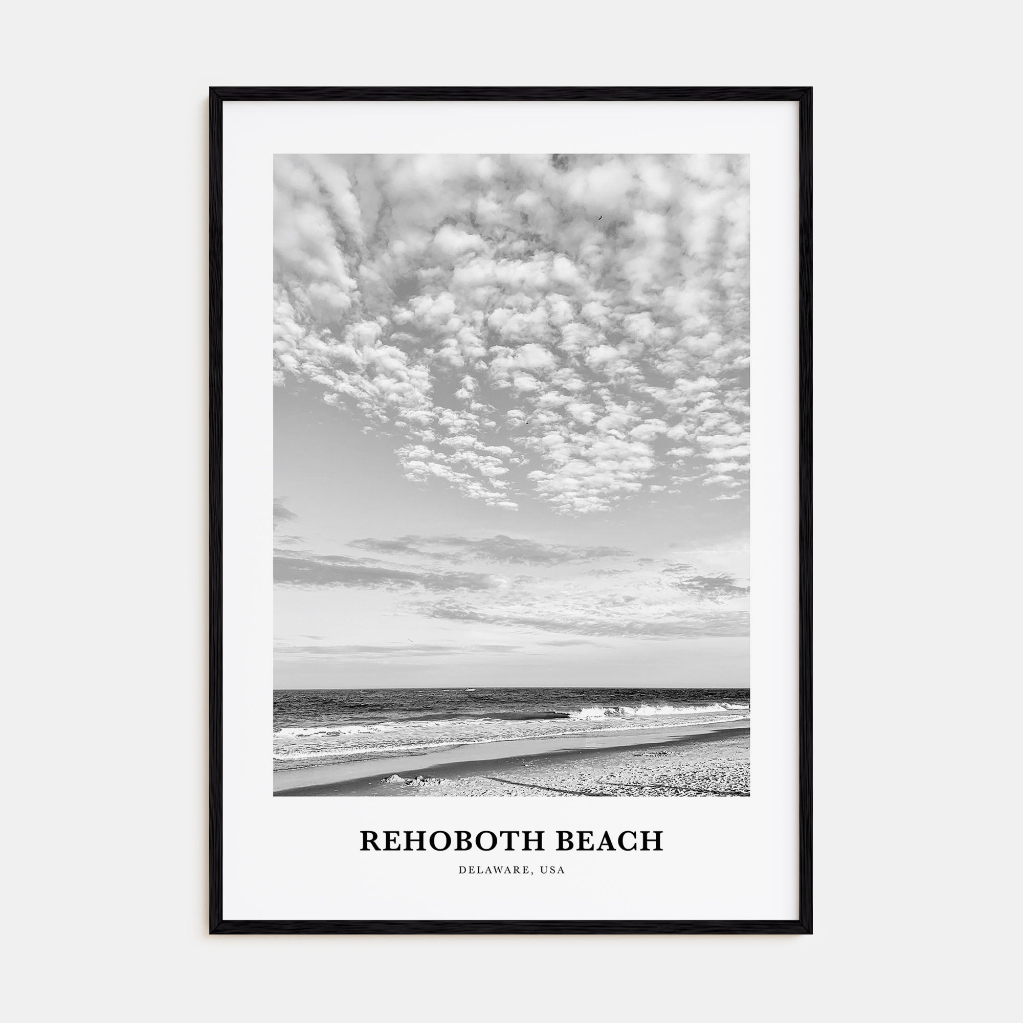 Rehoboth Beach Portrait B&W Poster
