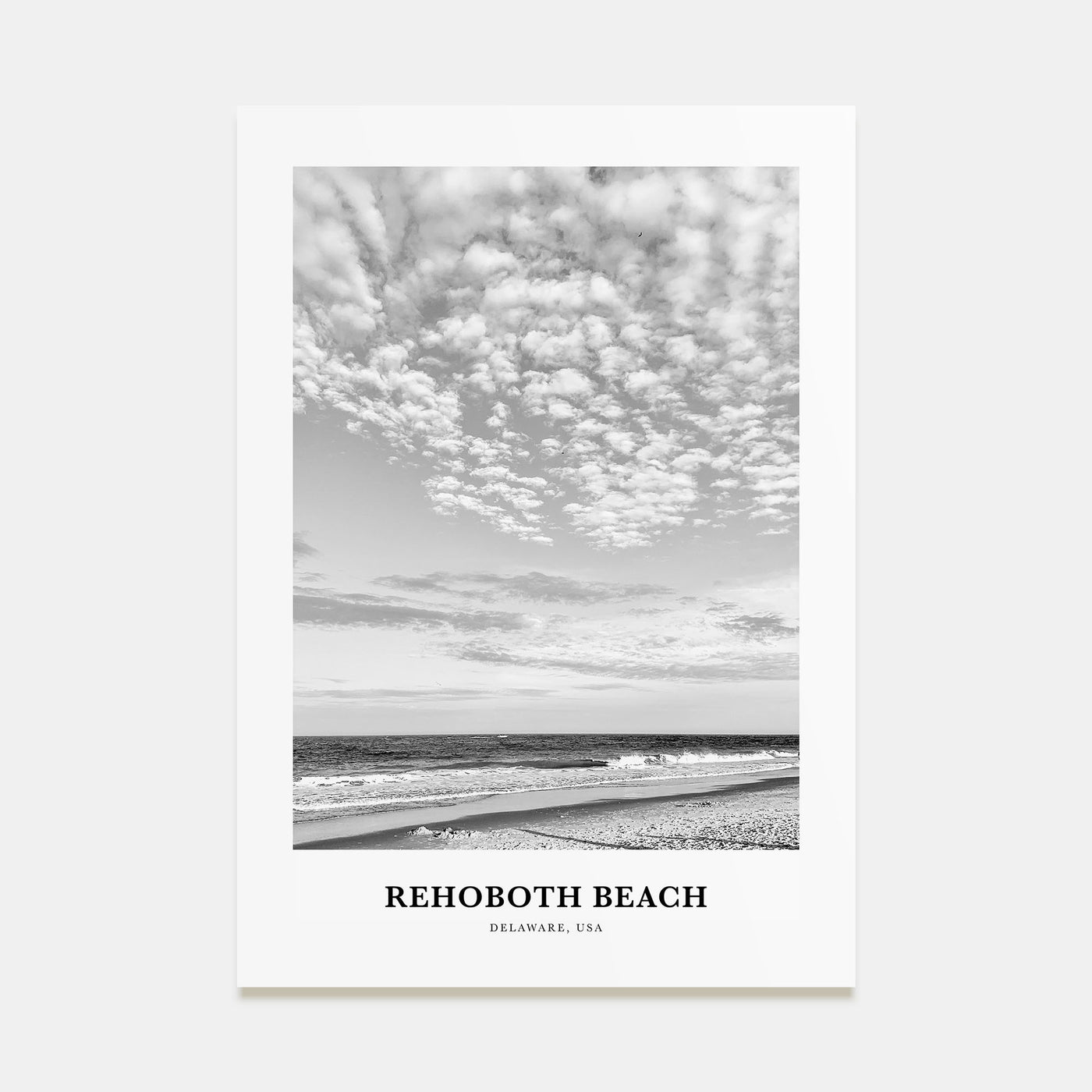Rehoboth Beach Portrait B&W Poster