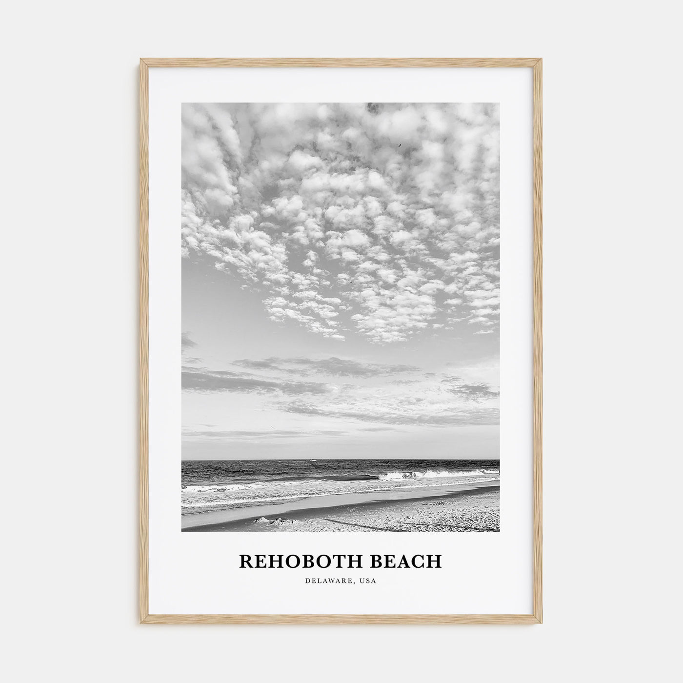 Rehoboth Beach Portrait B&W Poster