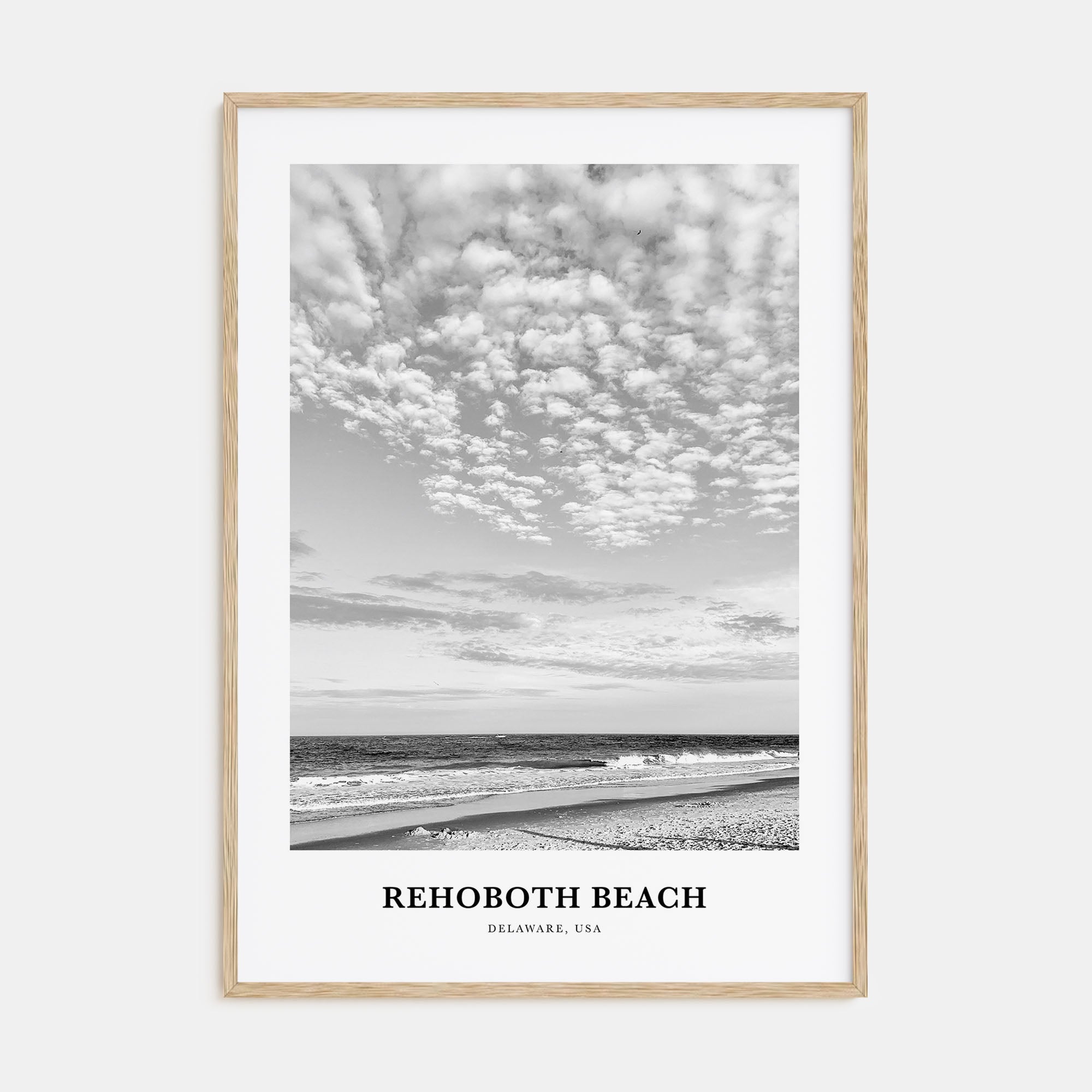 Rehoboth Beach Portrait B&W Poster