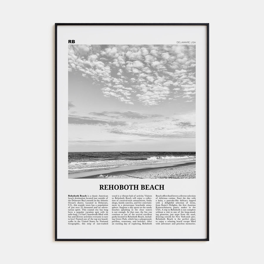 Rehoboth Beach Travel B&W Poster