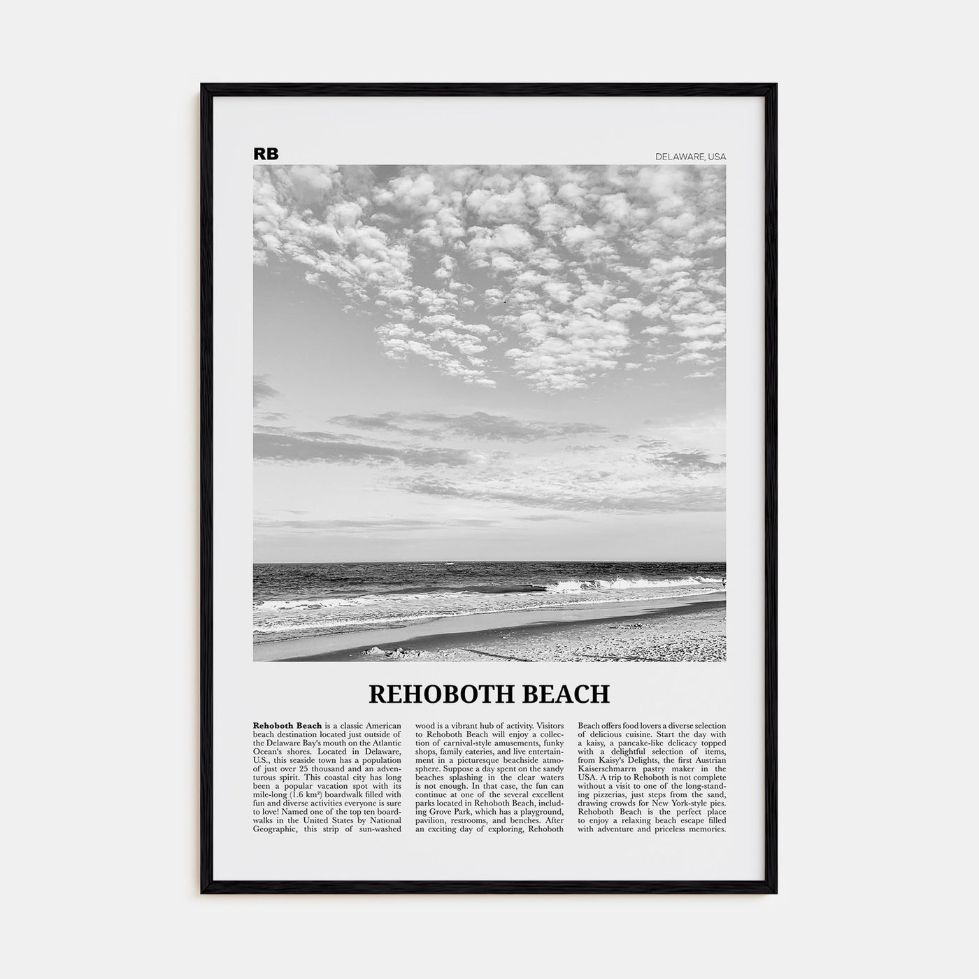 Rehoboth Beach Travel B&W Poster