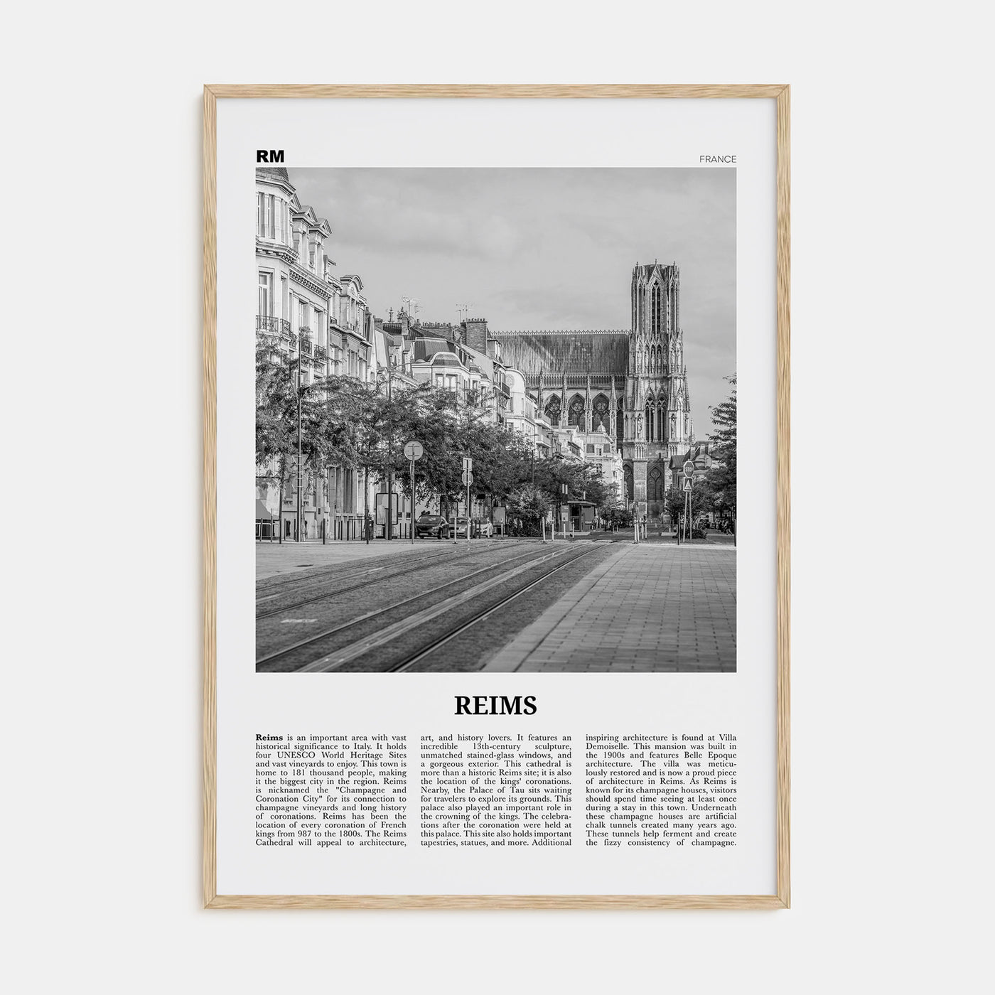Reims Travel B&W Poster