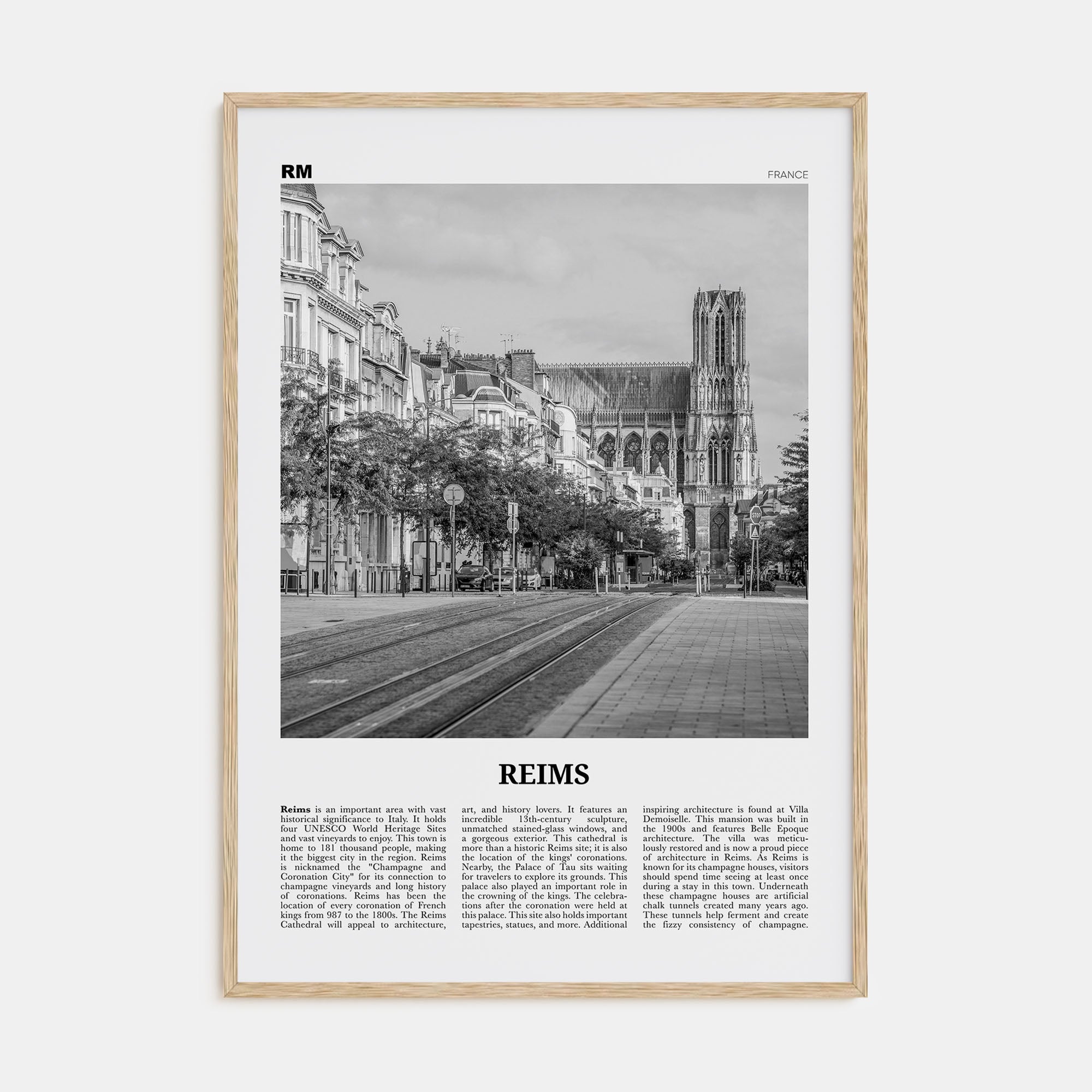 Reims Travel B&W Poster